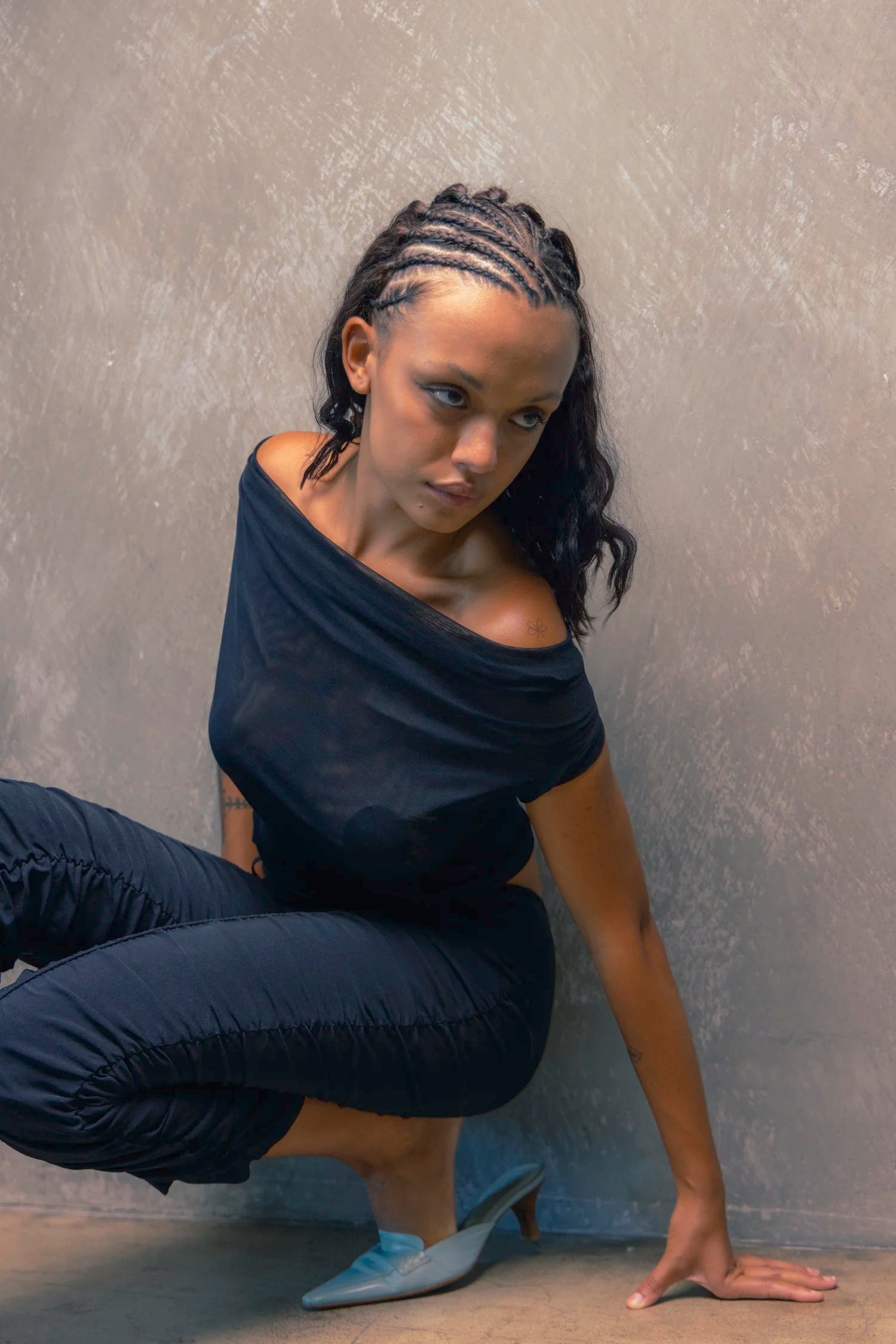 The Mesh Cowl Neck Halter