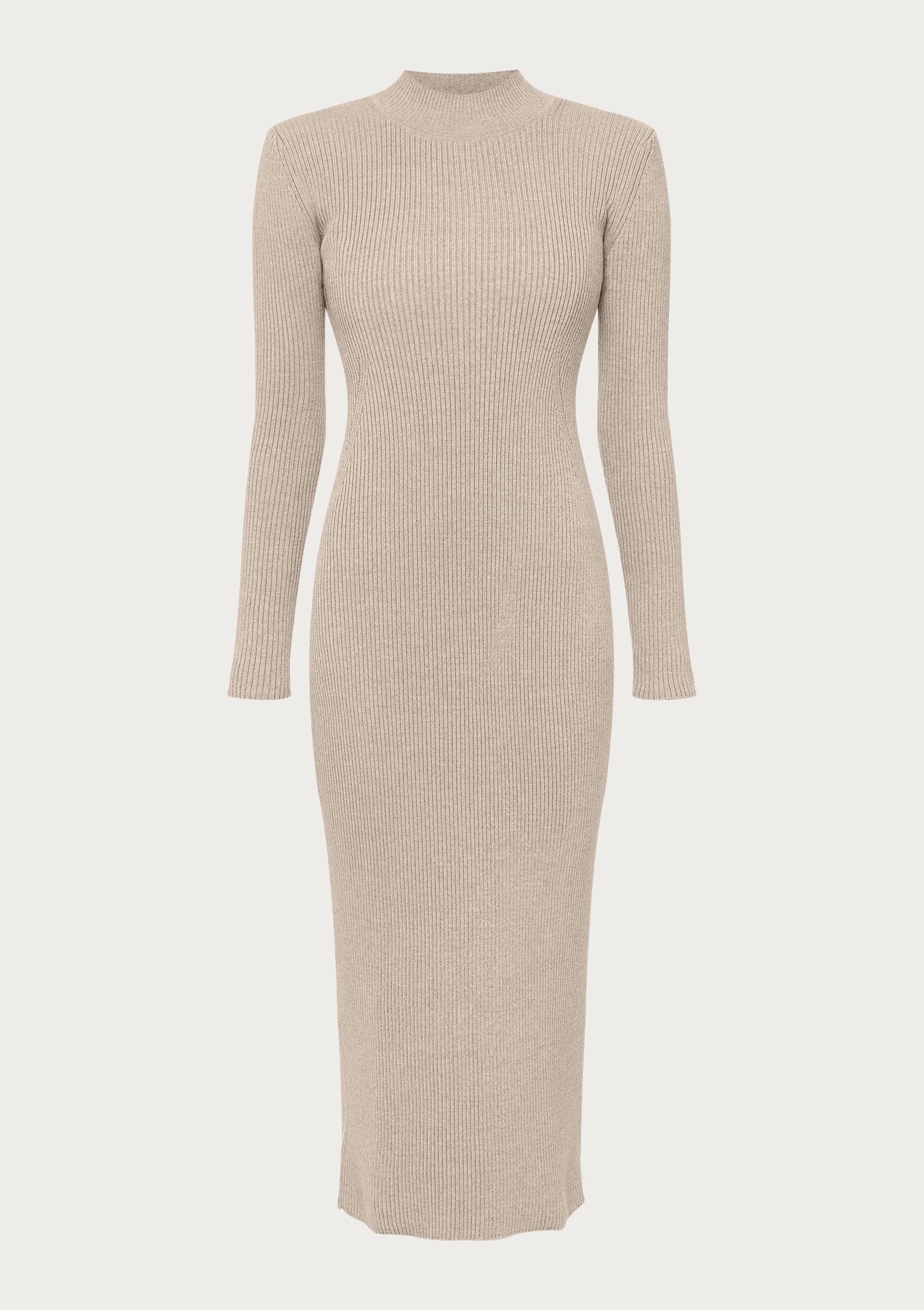 Ribbed Knit Dress in Nude