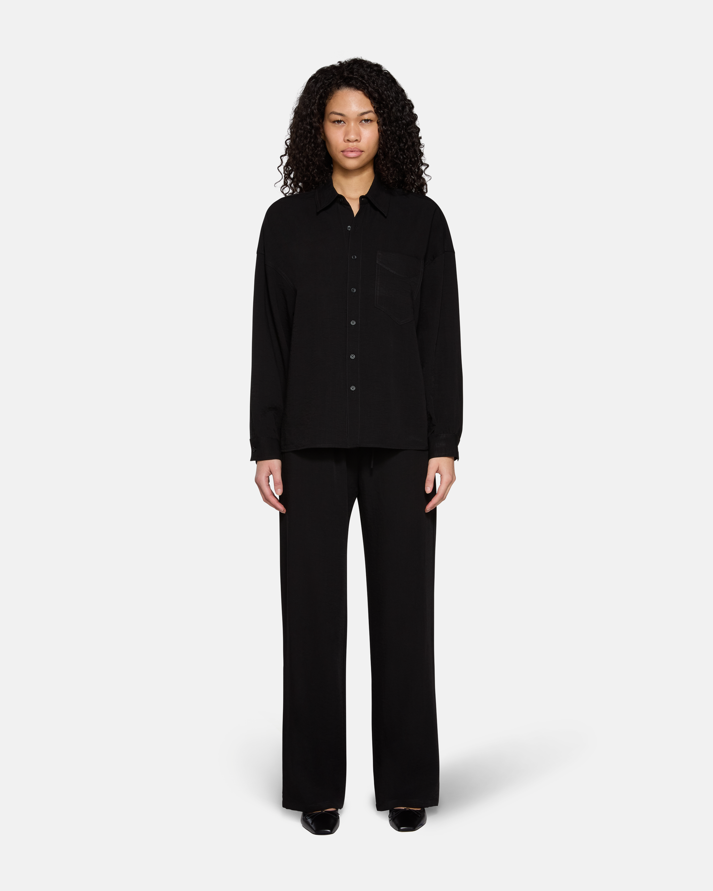 Adeline Button Down Black Linen