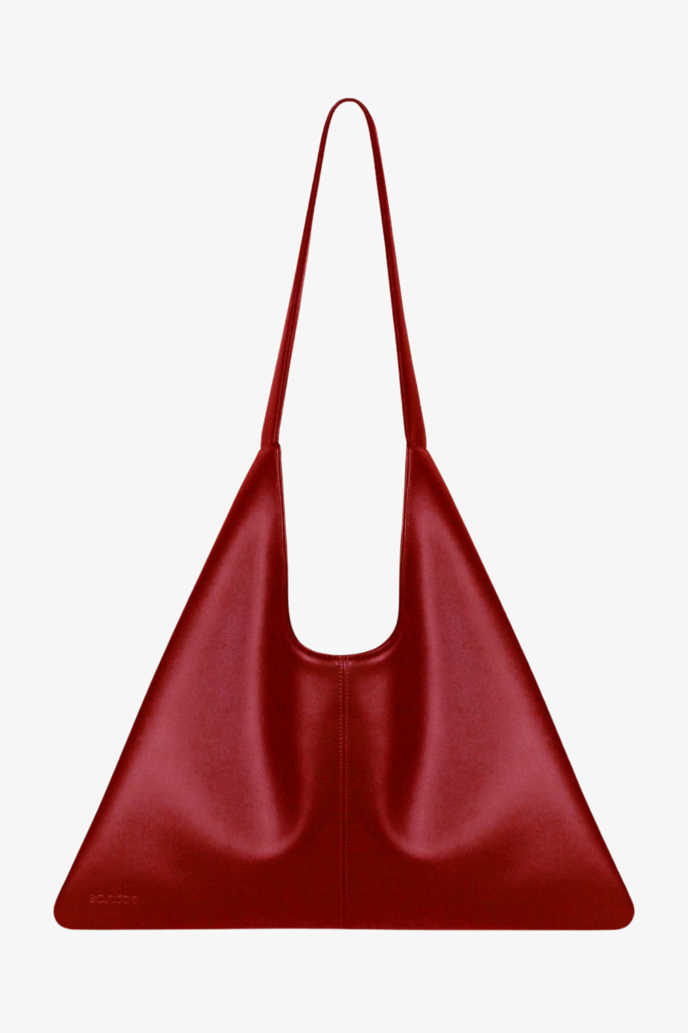 Burgundy Red Bag made from cactus leather and 100% organic cotton on a white background.