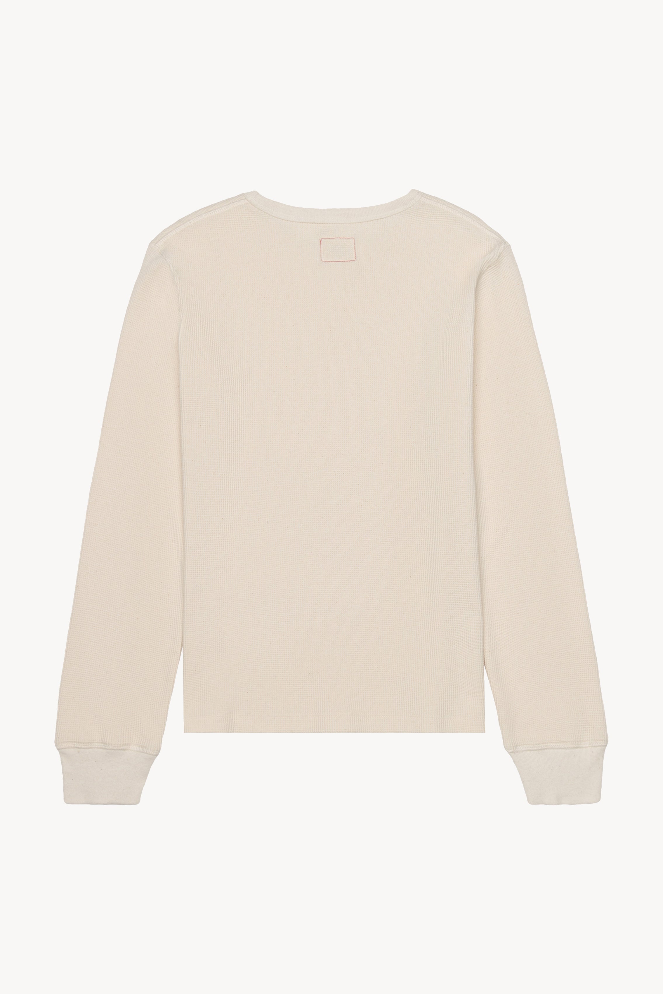 The natural anthony waffle l/s in a white background. 100% made from organic grown cotton.