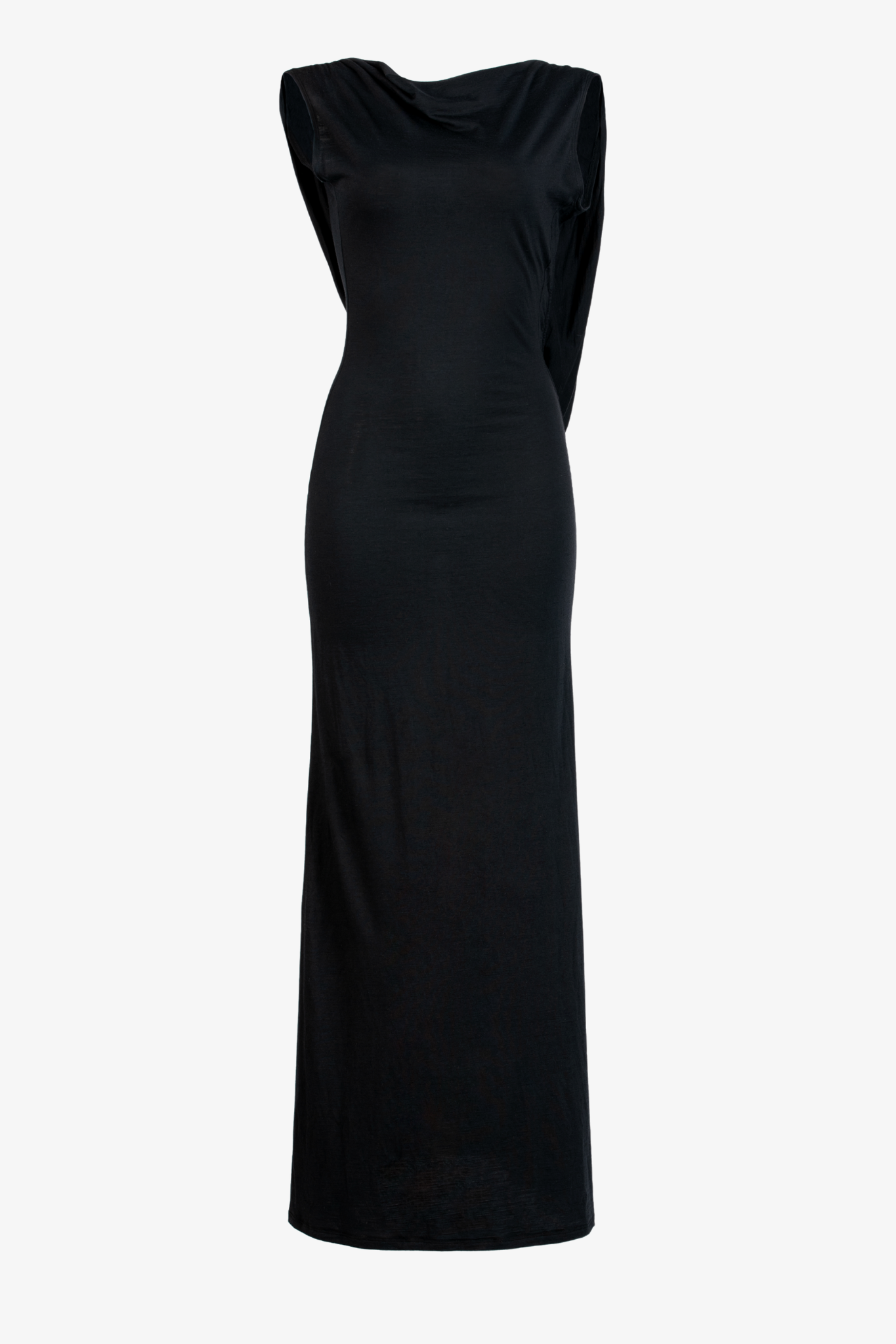 The axis silk jersey dress in a white background. 100% made from deadstock.