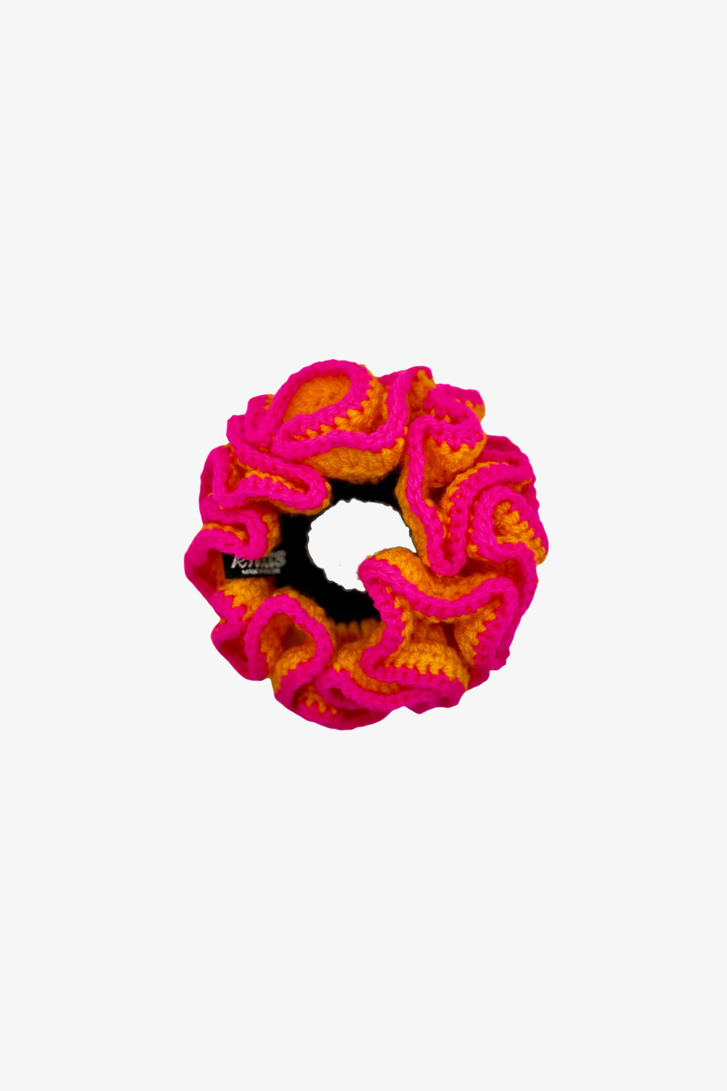 The azza scrunchie in a white background. Handmade in London!