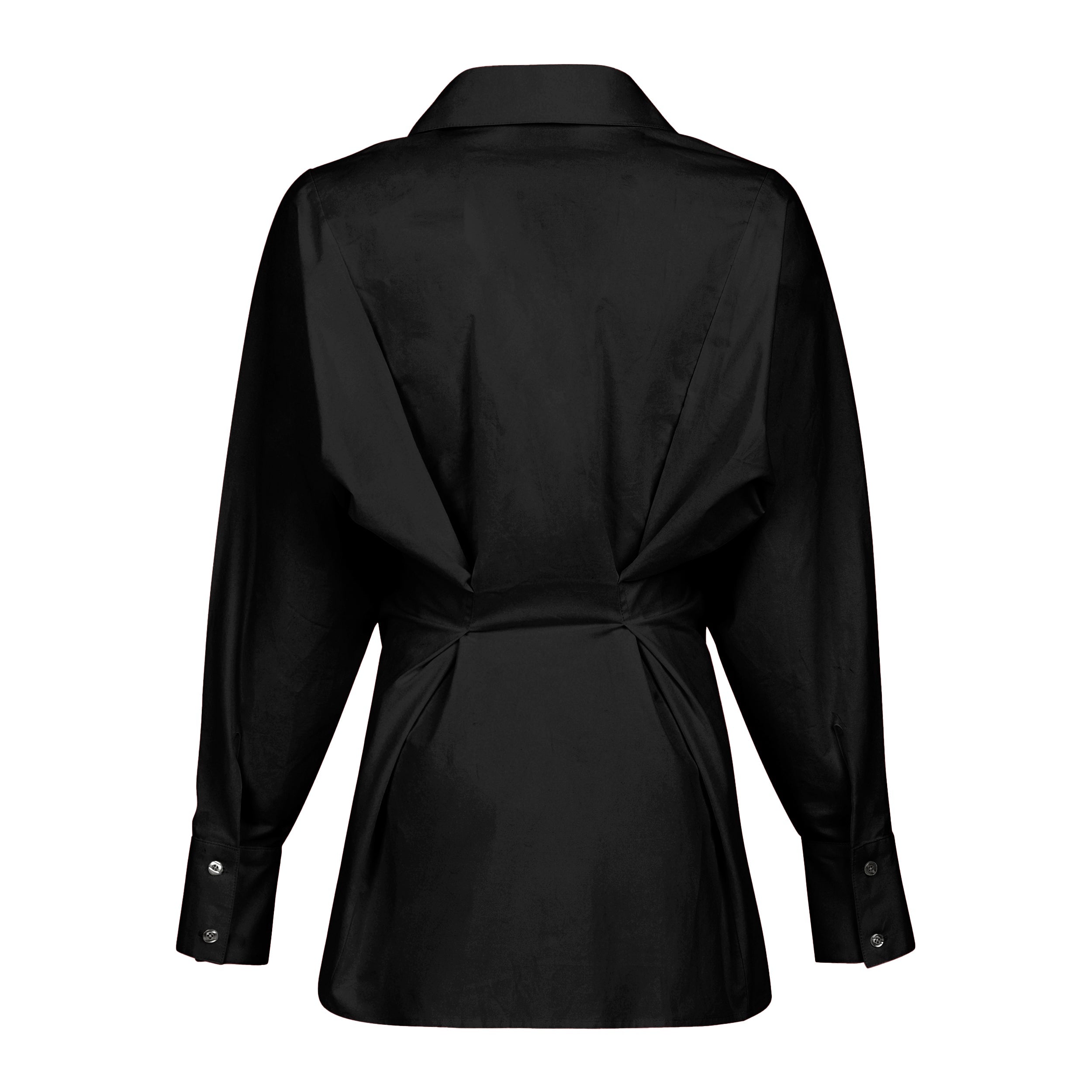 Faro cinched button up shirt in black