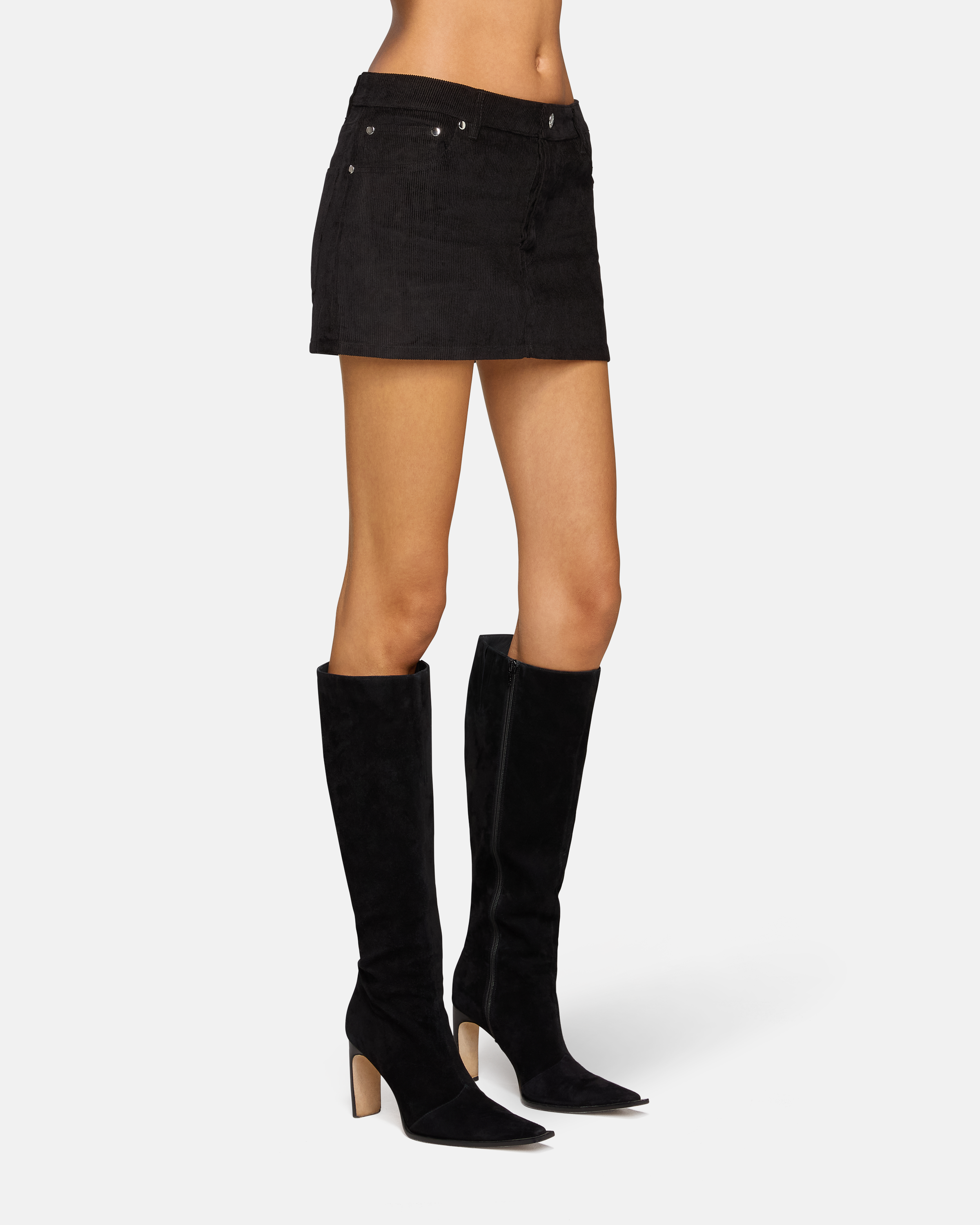 Cherry Mini Skirt Black Corduroy