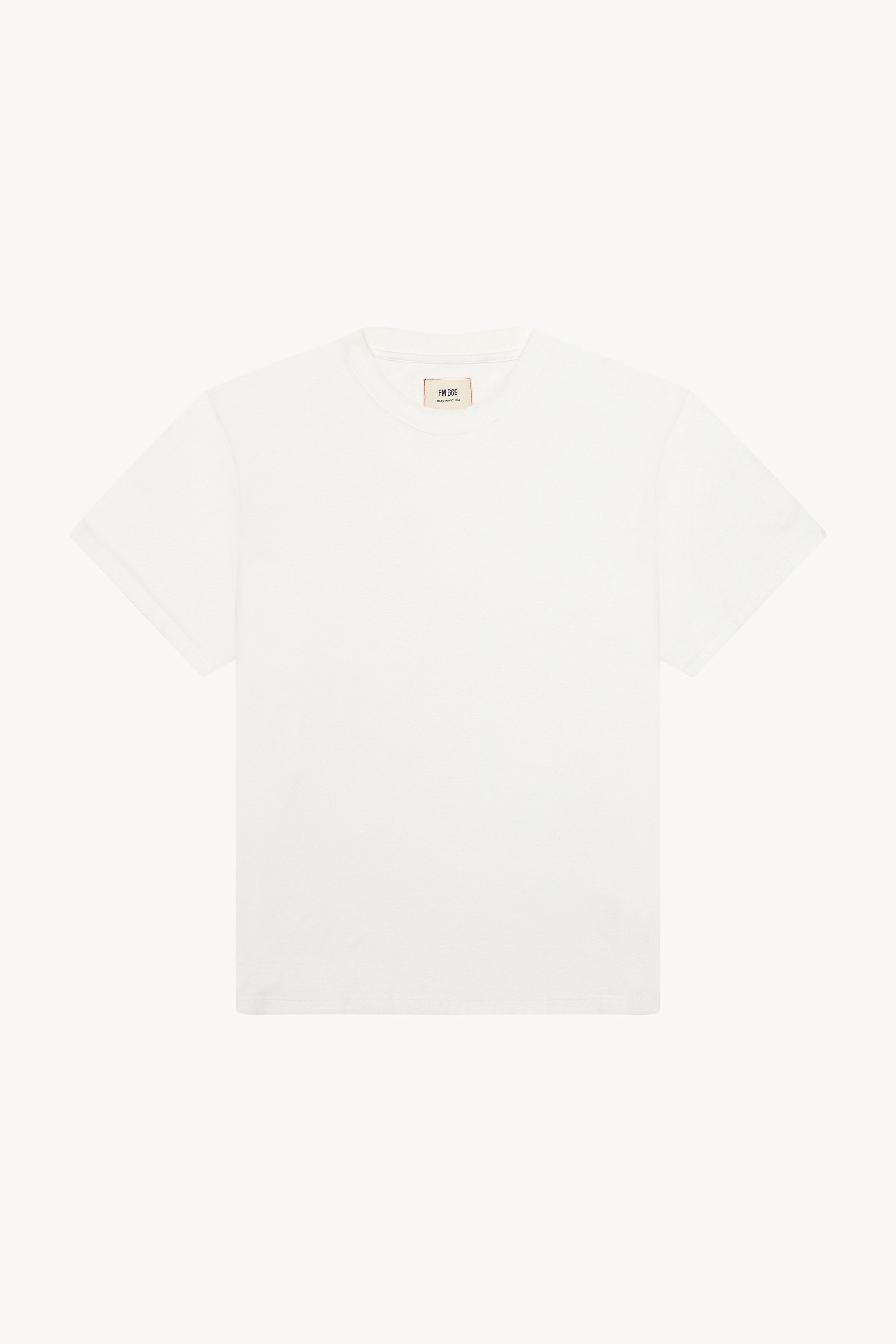 The white classic tee in a white background. 100% made from organic grown cotton.