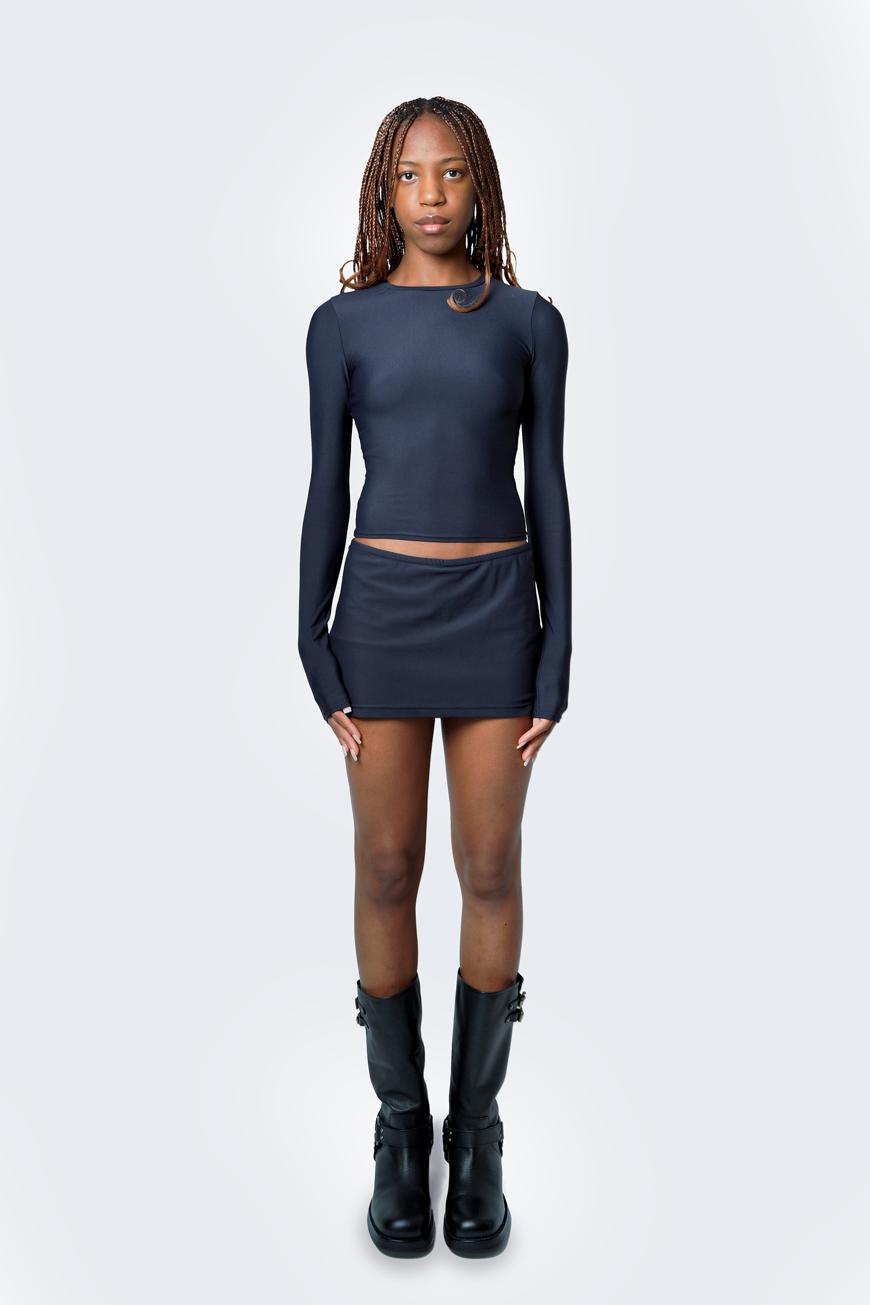 Long Sleeve Baby Tee Black