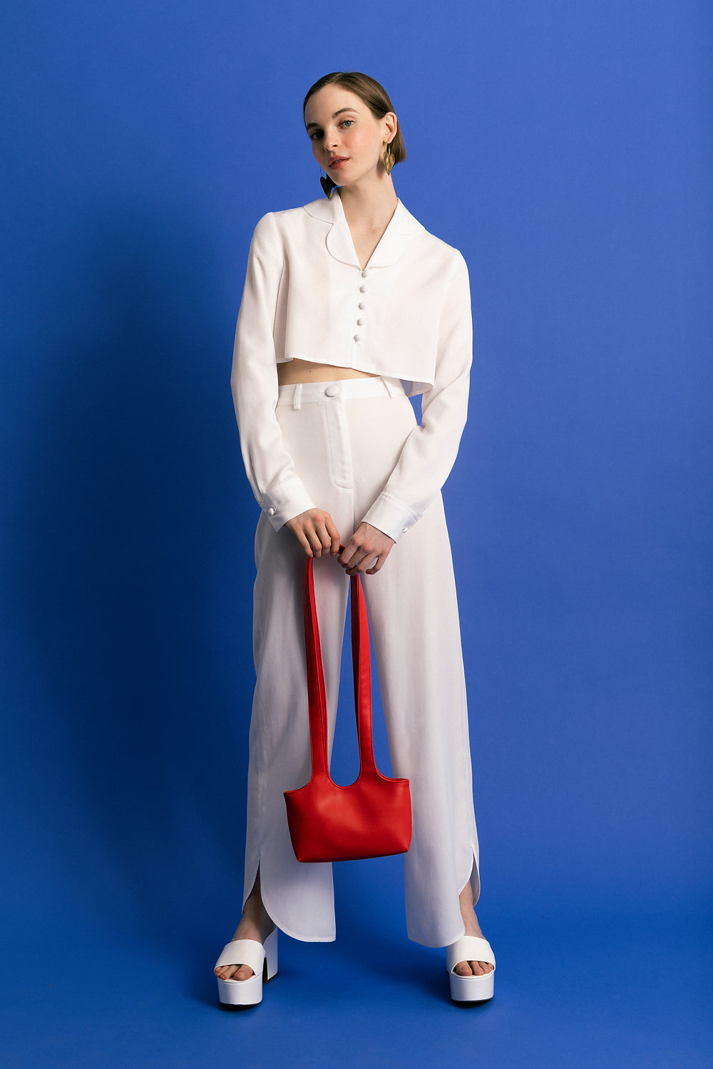 Gina High Waisted Pant - White