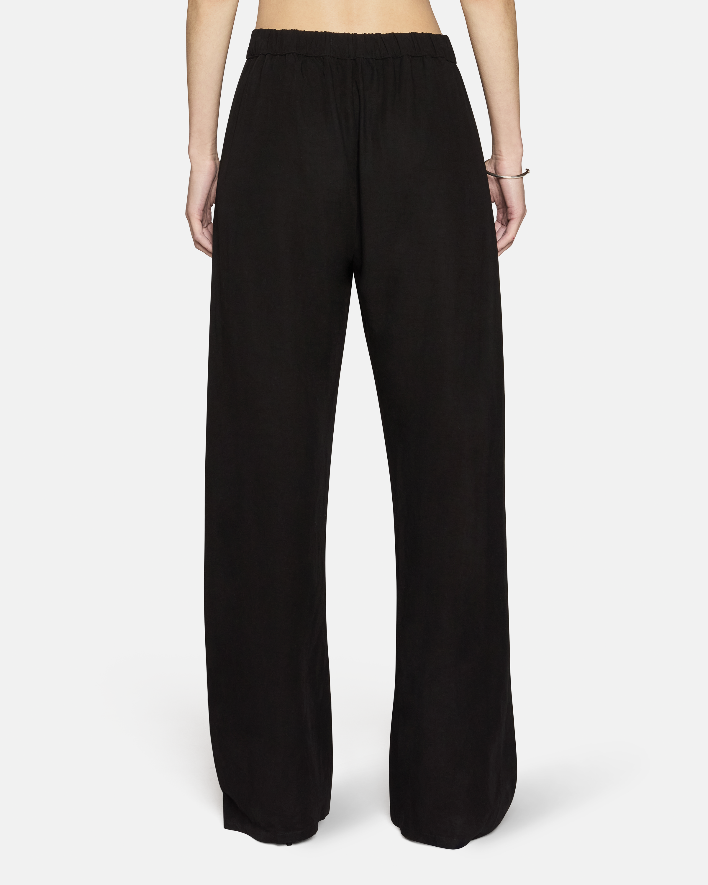Eddie Bowed Pant Black Linen