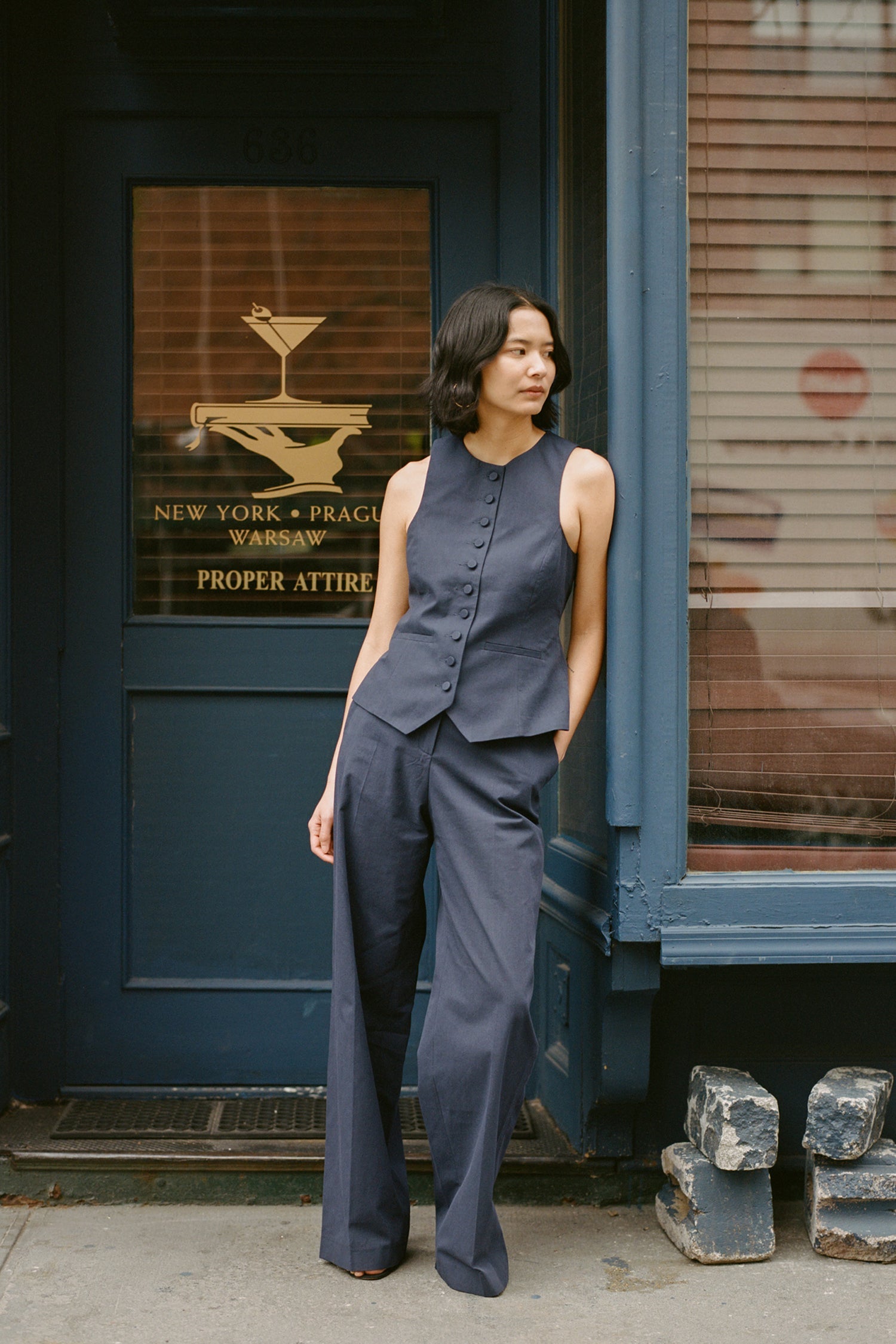 Monica Textured Cotton Canvas Vest
