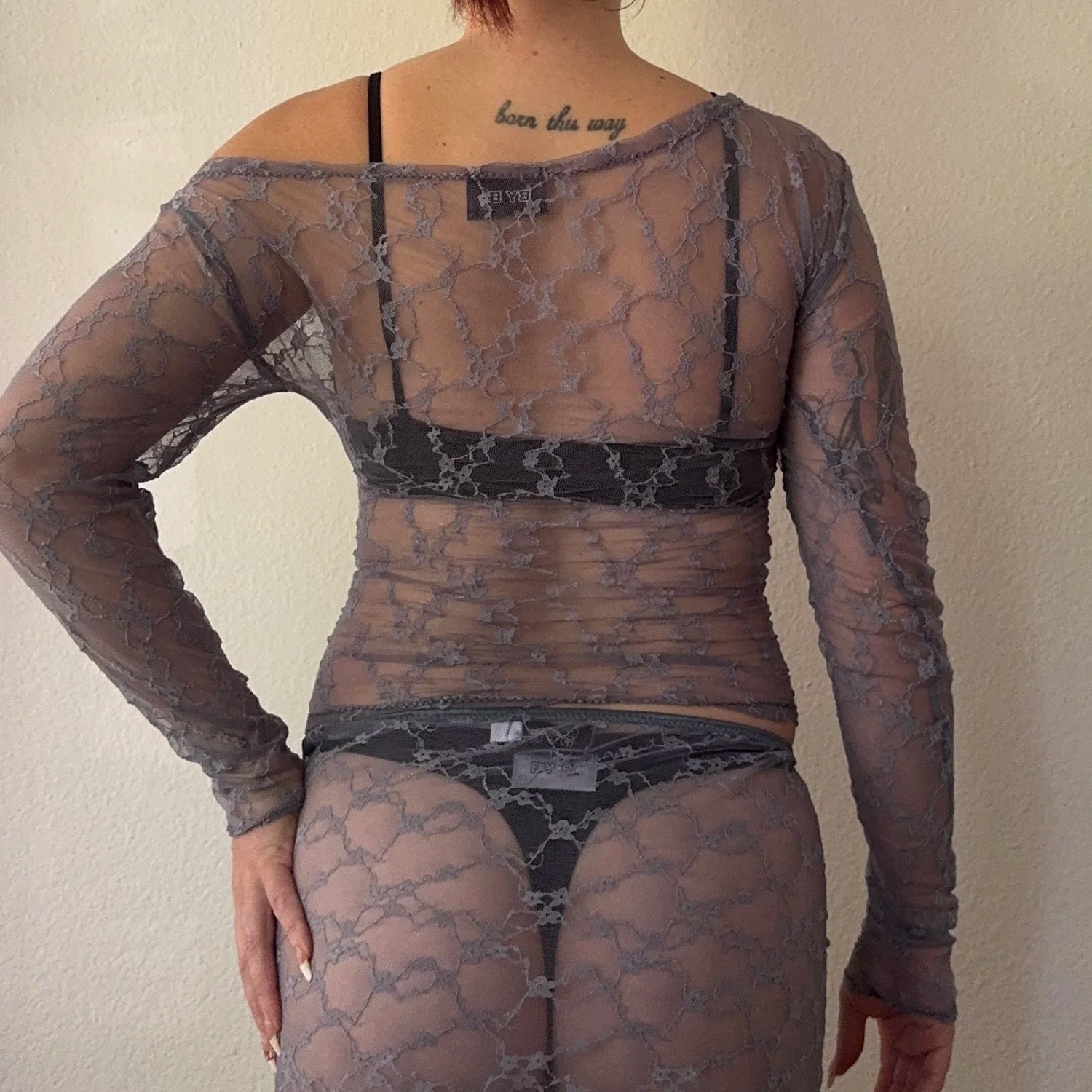 The Lace Long Sleeve - Blue Grey