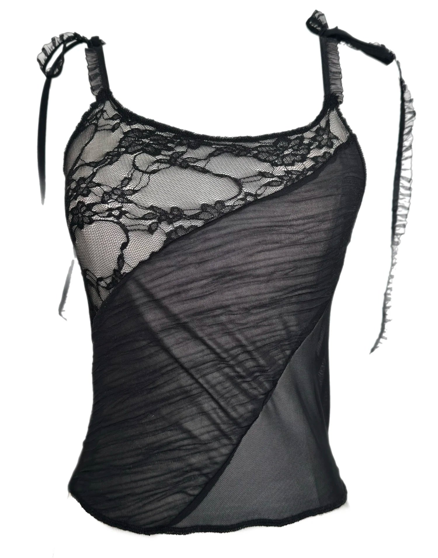 The Lace Patchwork Tank - Black