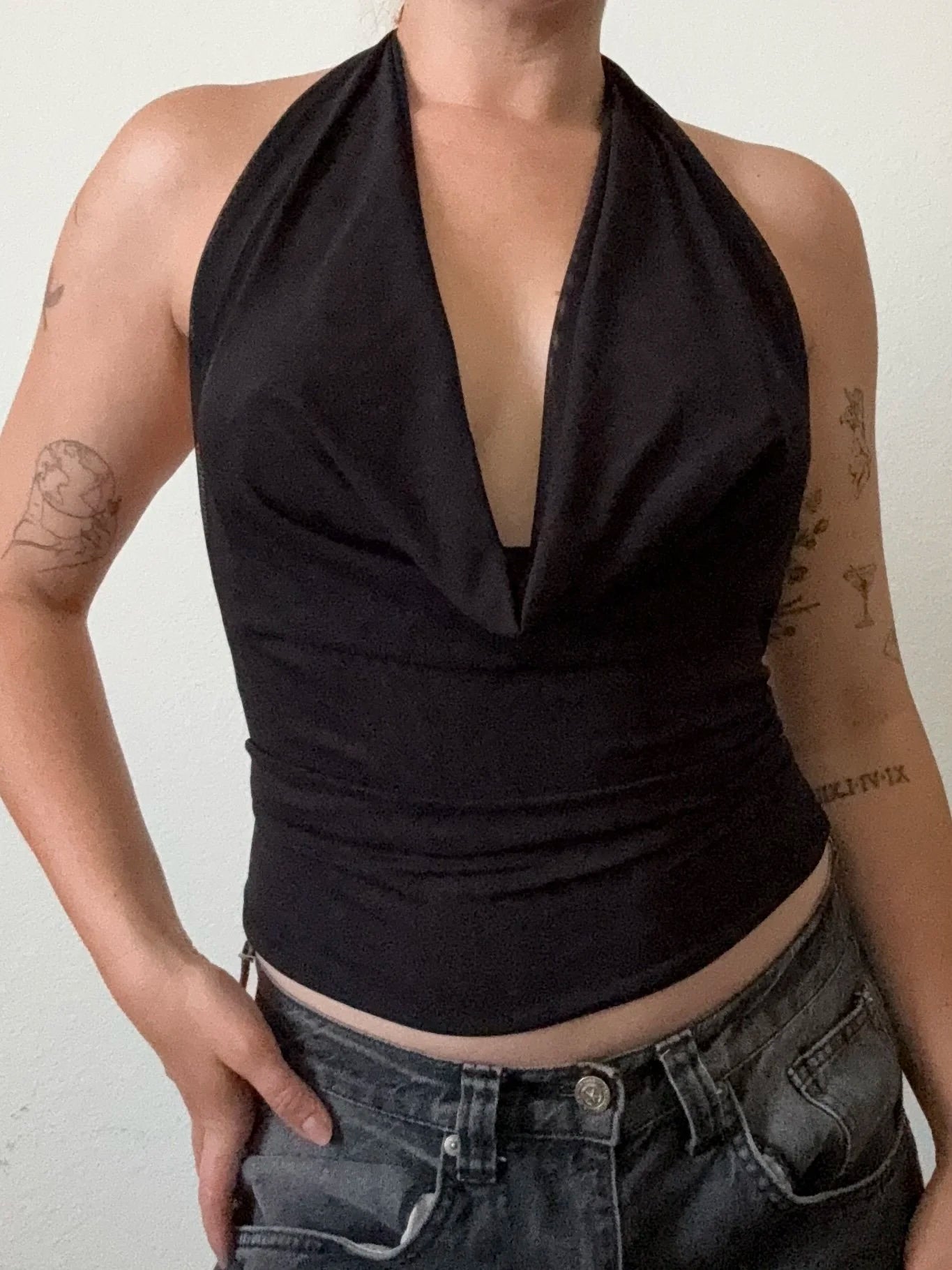 The Mesh Cowl Neck Halter