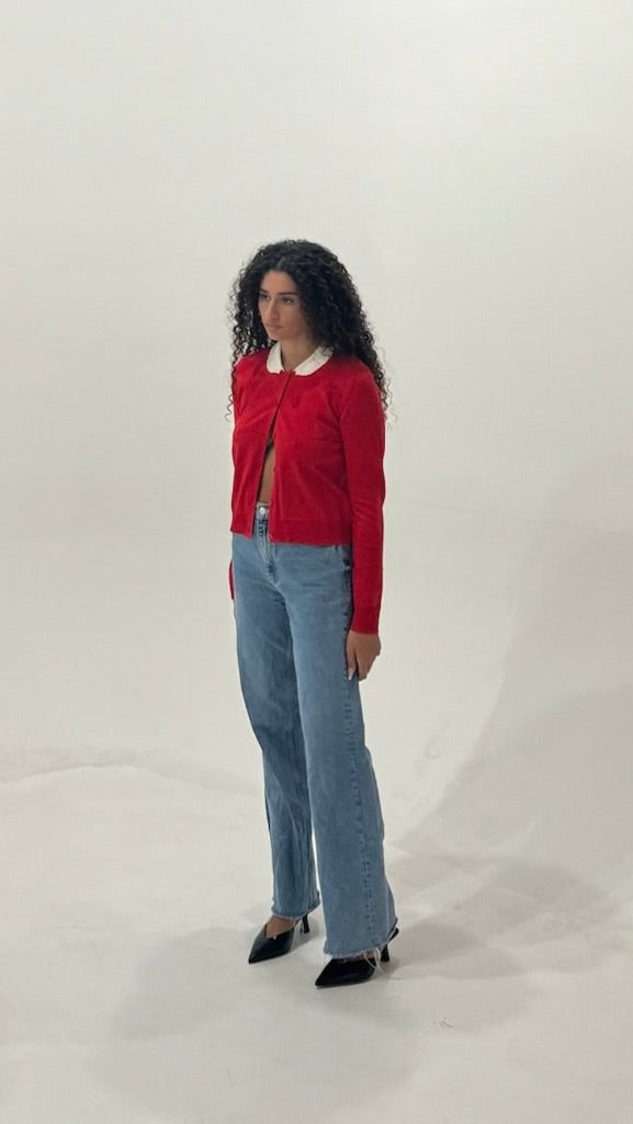 MS. PENNYWORTH CARDIGAN RED LONG