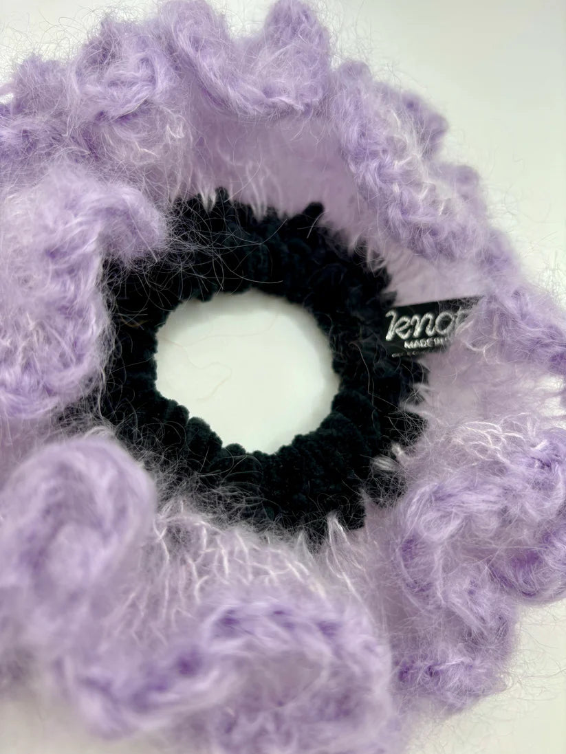 The kayla scrunchie in a white background. Handmade in London!