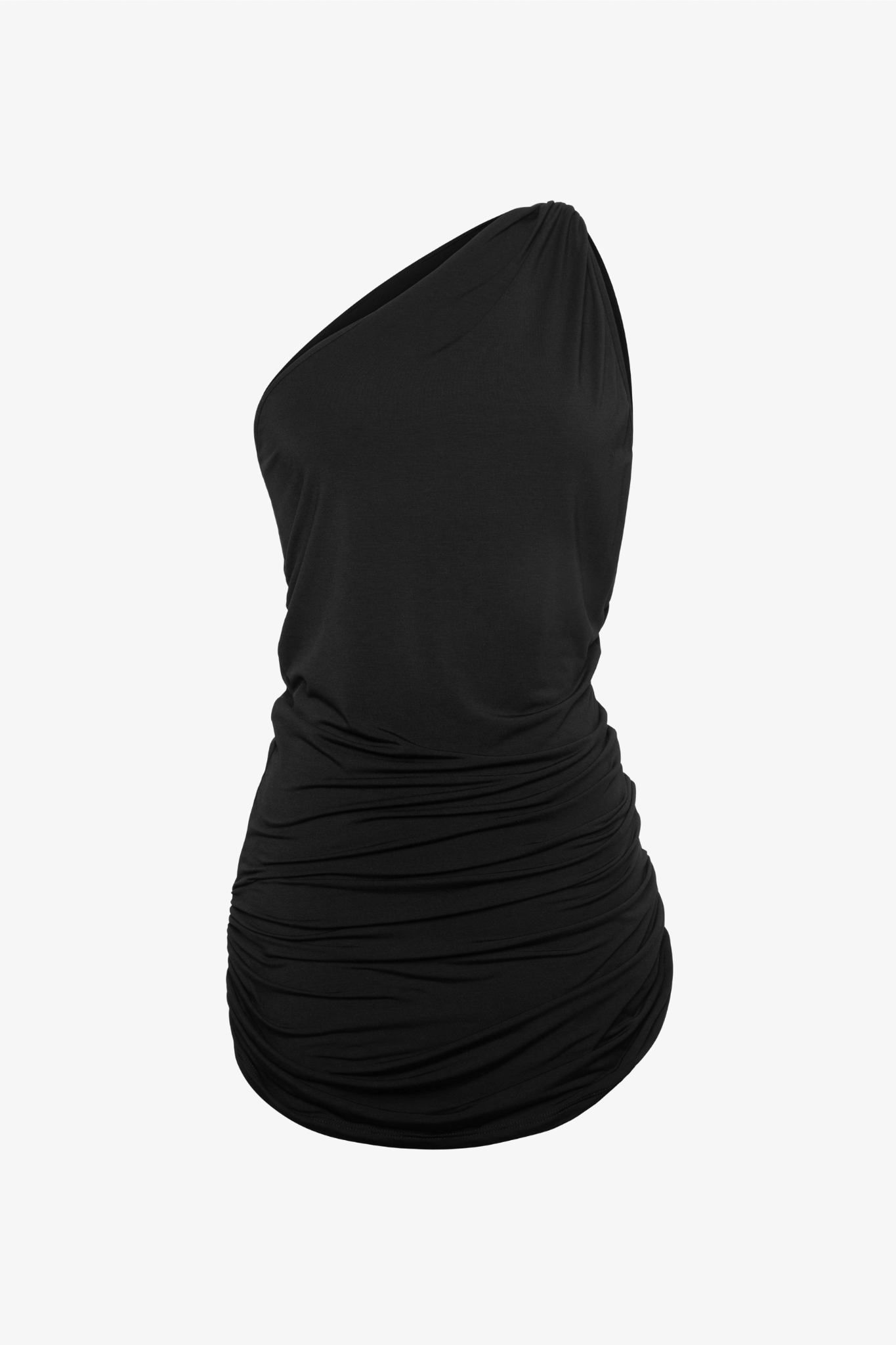 The nao tunic black in a white background. 100% deadstock, buttery soft viscose-modal blend.