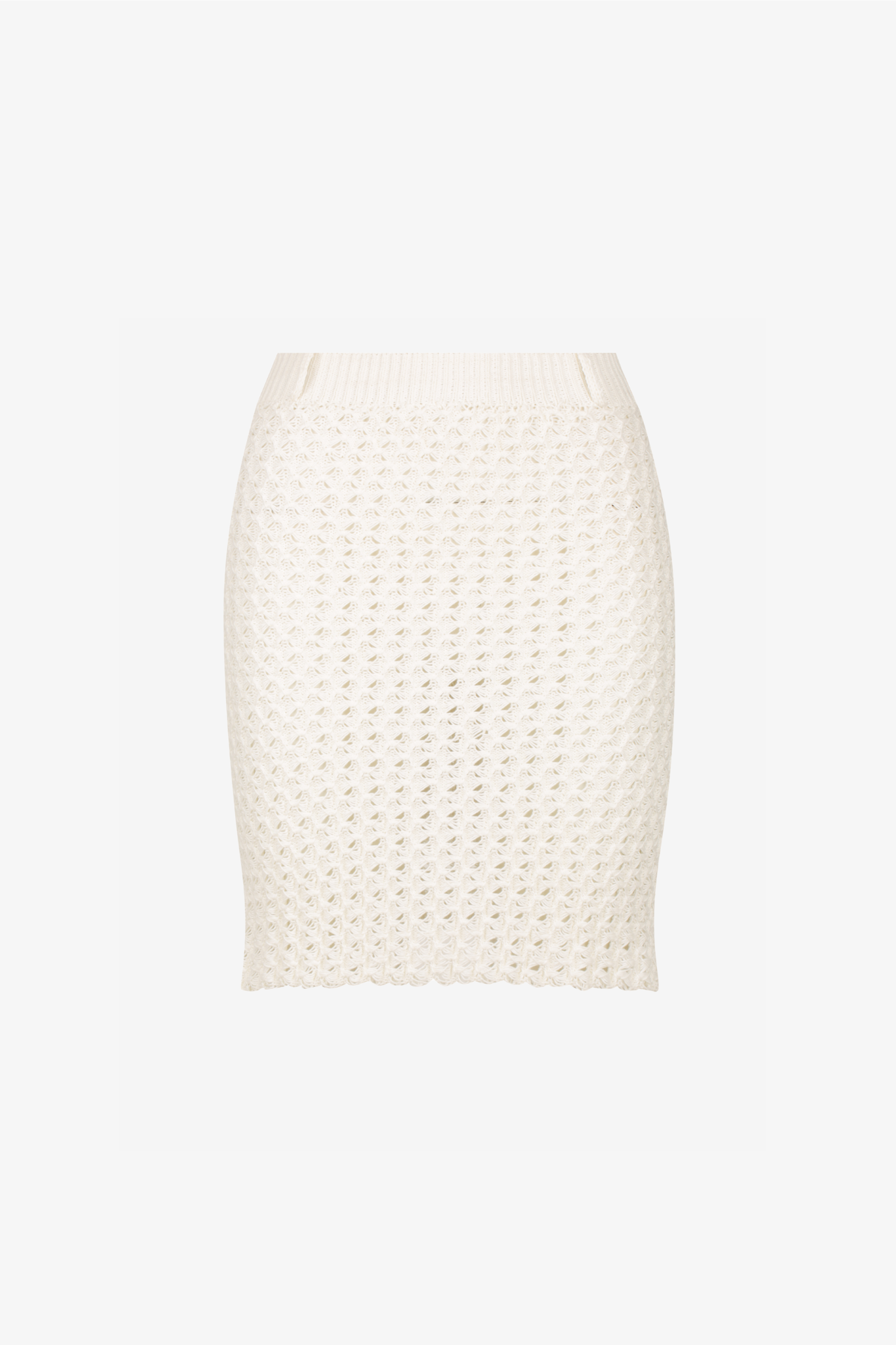 The noa skirt in a white background. 100% white cotton knit.