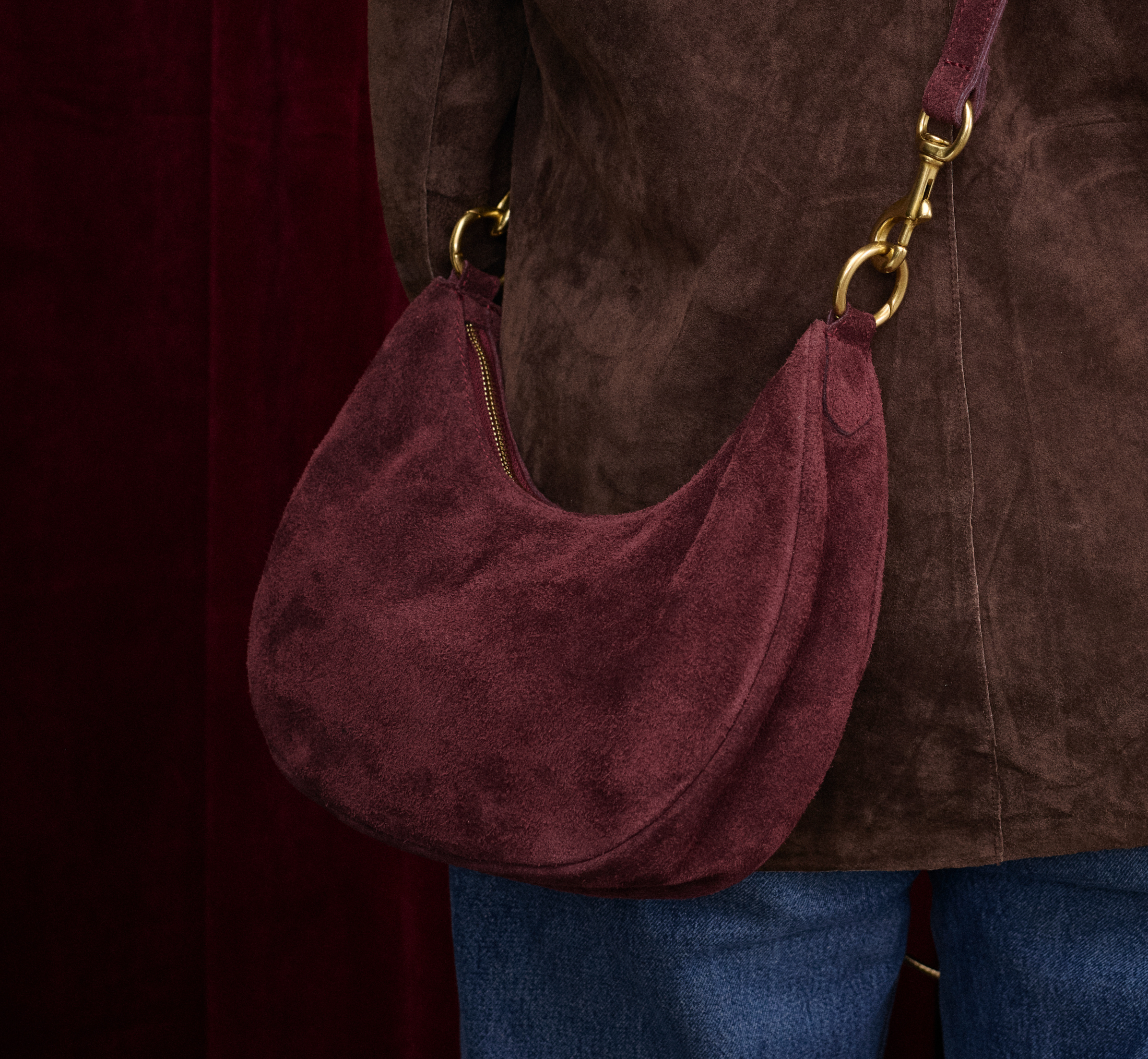 Suede Dumpling Bag