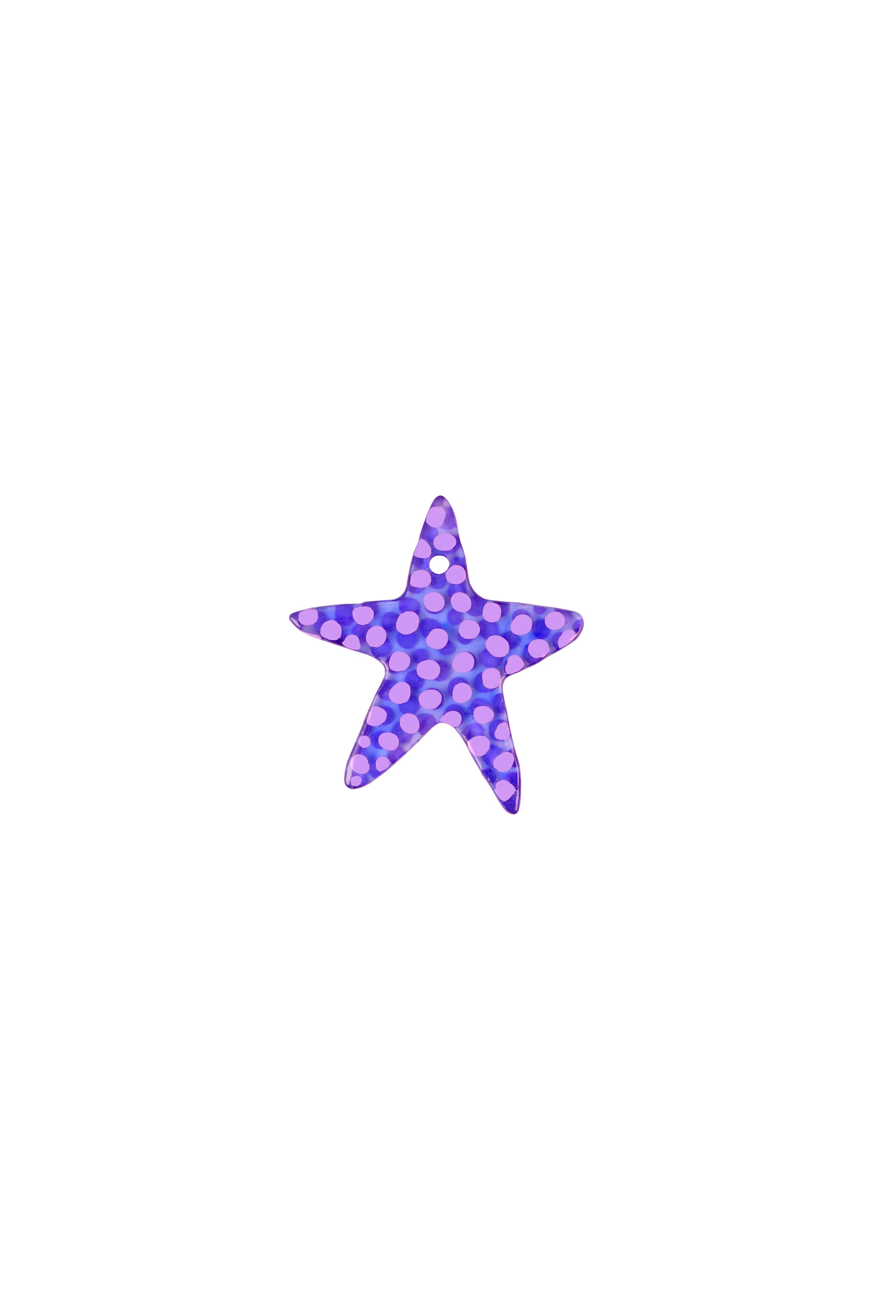 The plum star charm in a white background. Charm are 3D printed and hand finished. Made in New York.