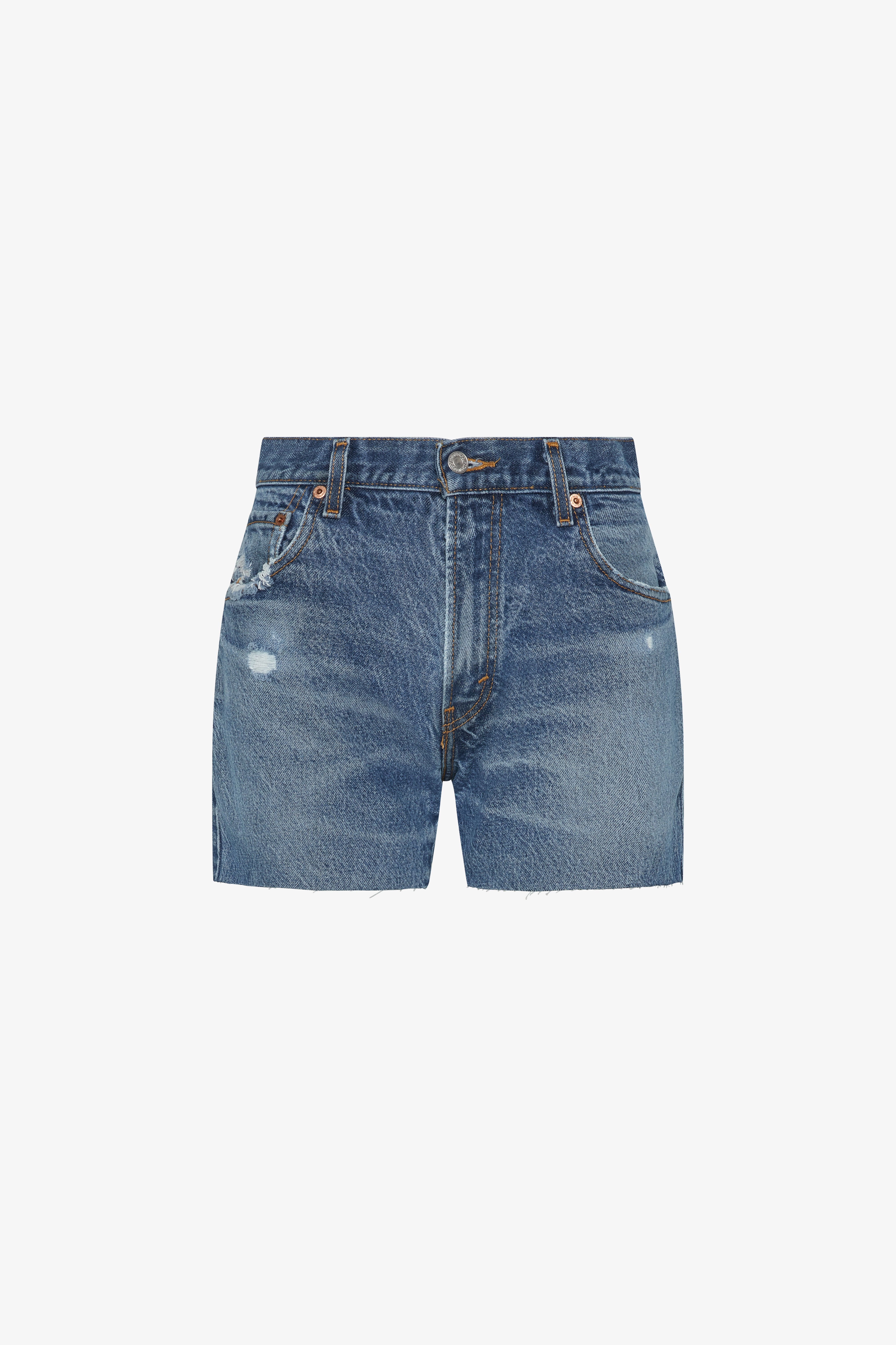 The classic relaxed short in a white background. 100% made from repurposed Levi’s.