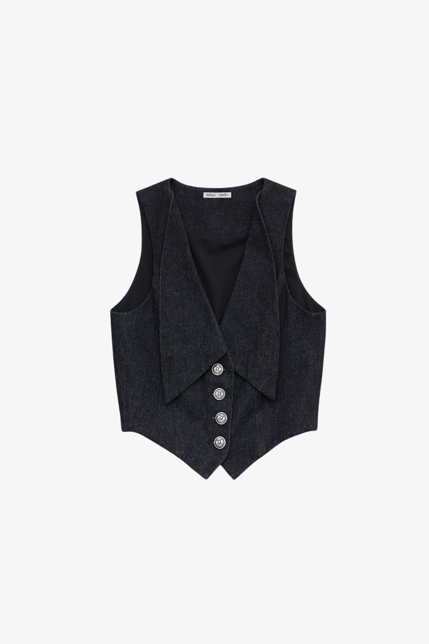 The Renata vest in a white background. 100% made from sustainable materials.