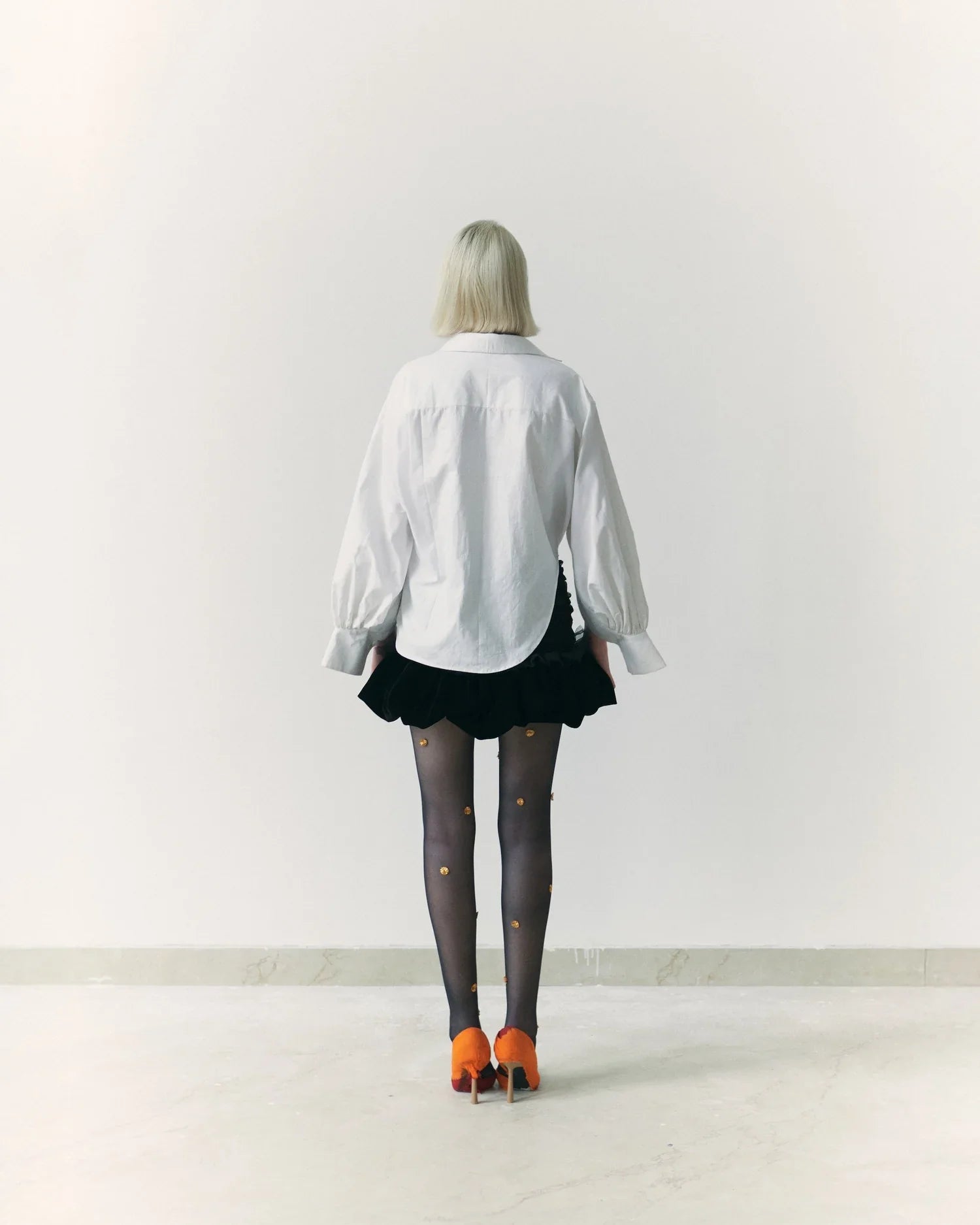 Black Velvet Balloon Hem Skirt
