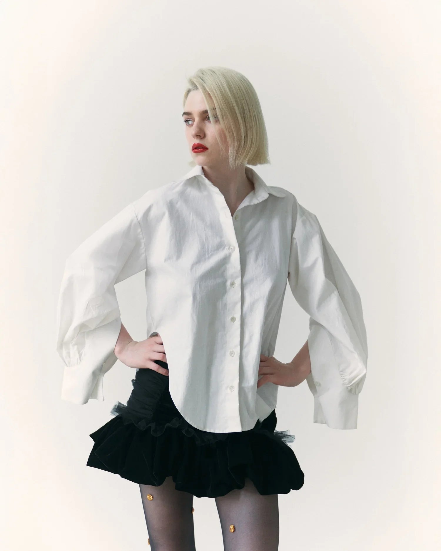 Black Velvet Balloon Hem Skirt