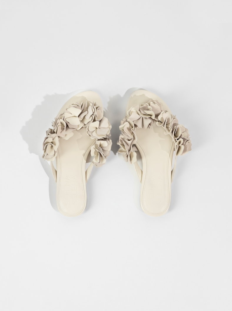 The Florist Flat Sandal in Bone