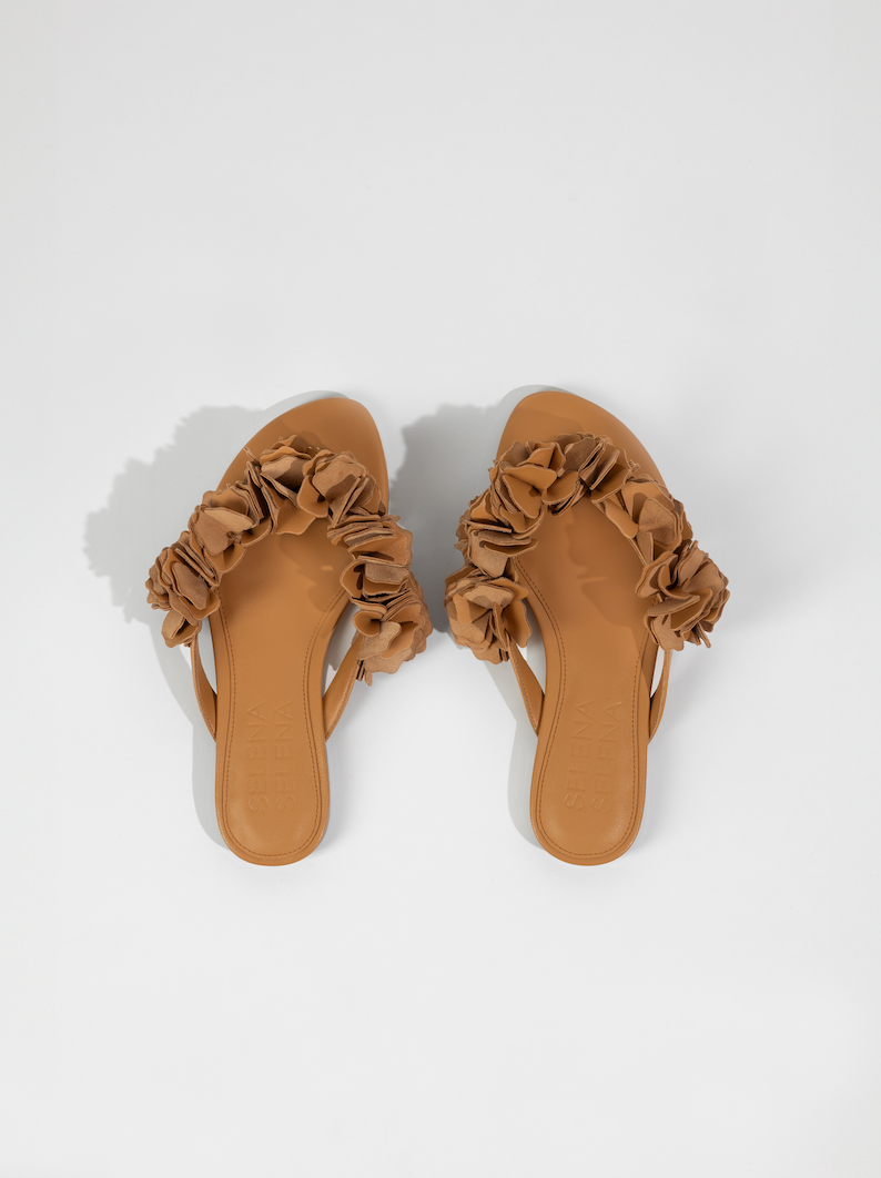 The Florist Flat Sandal in Biscuit