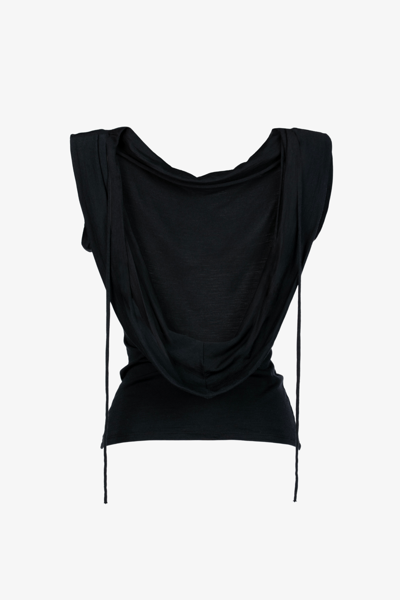 The back of the silk jersey top in a white background. 100% made from deadstock.