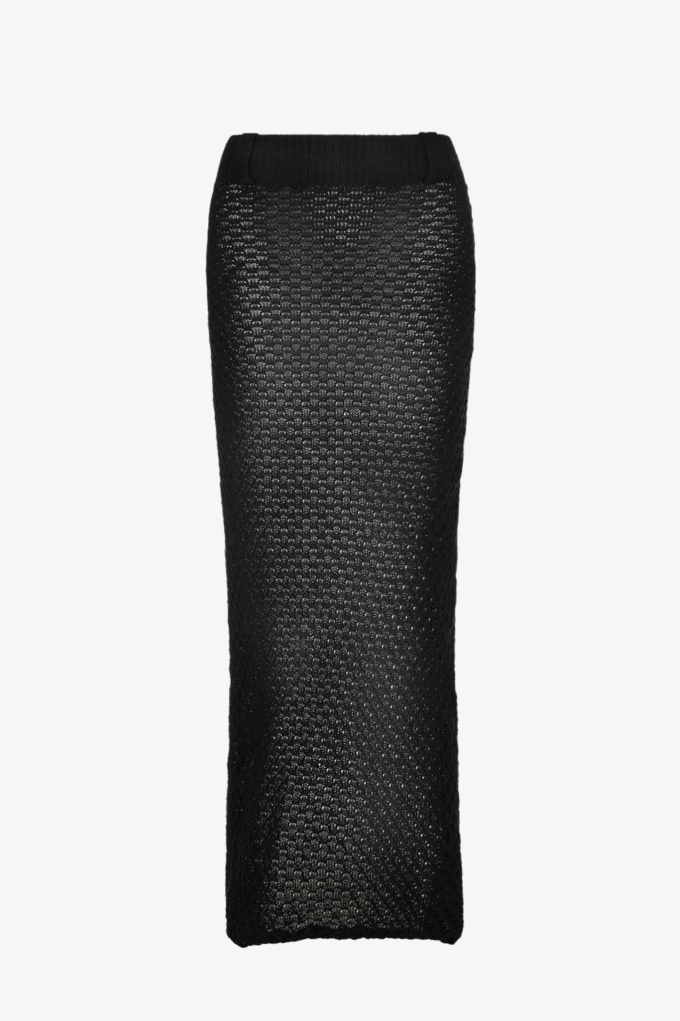 The slye skirt in a white background. 100% black cotton knit.