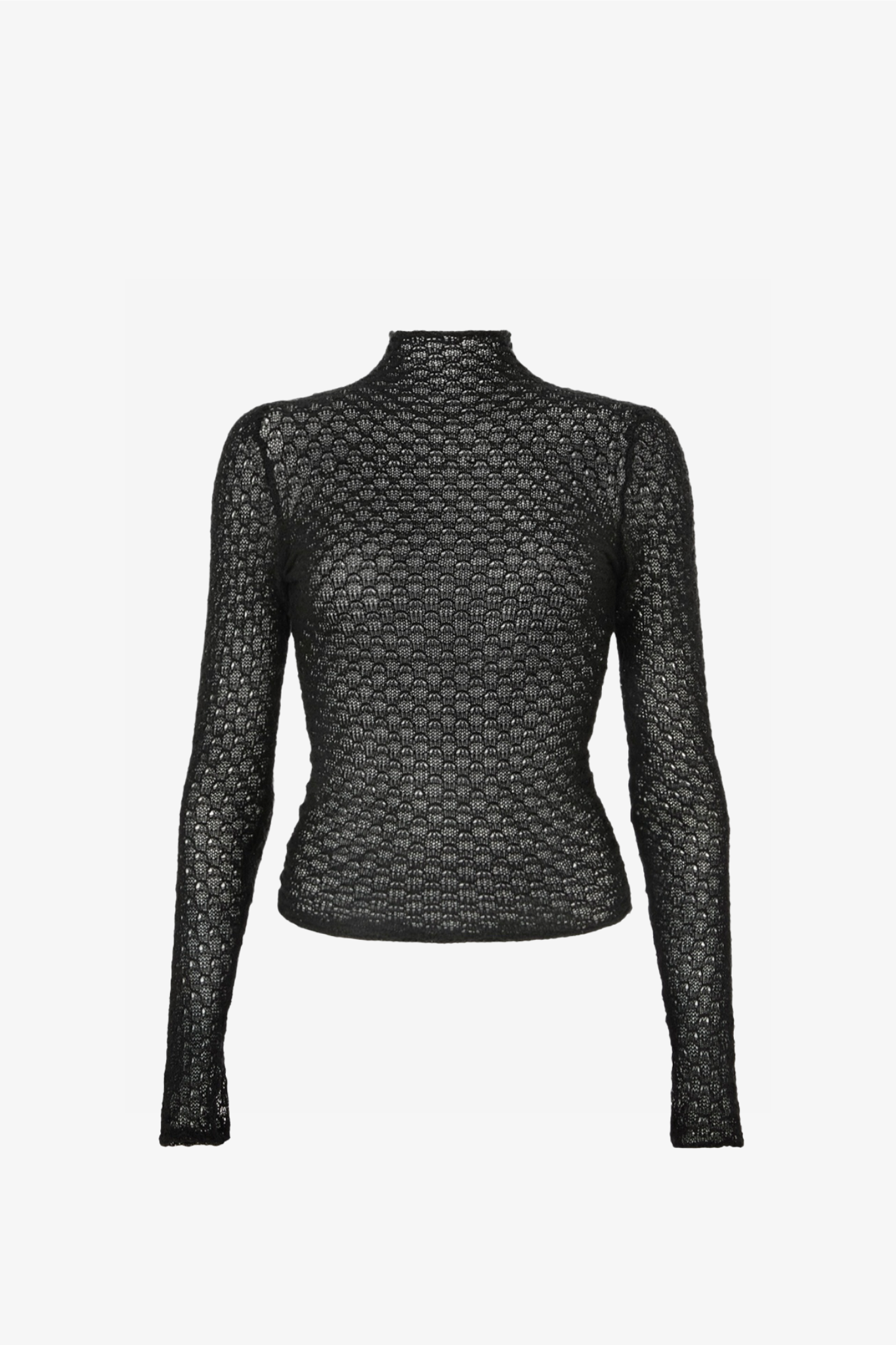 The slye top in a white background. 100% black cotton knit.