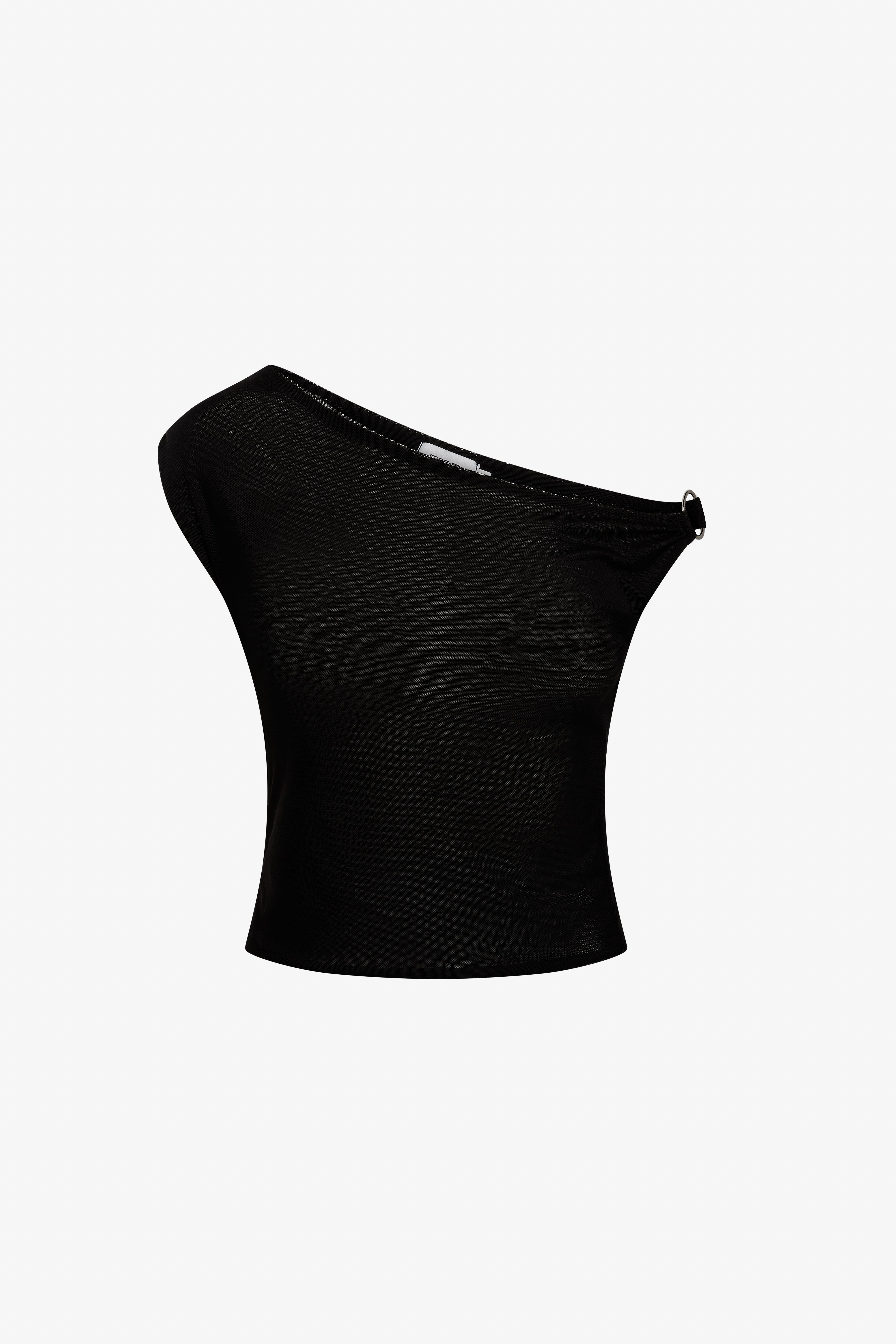 The black city tank in a white background. 100% made from sustainable deadstock materials.