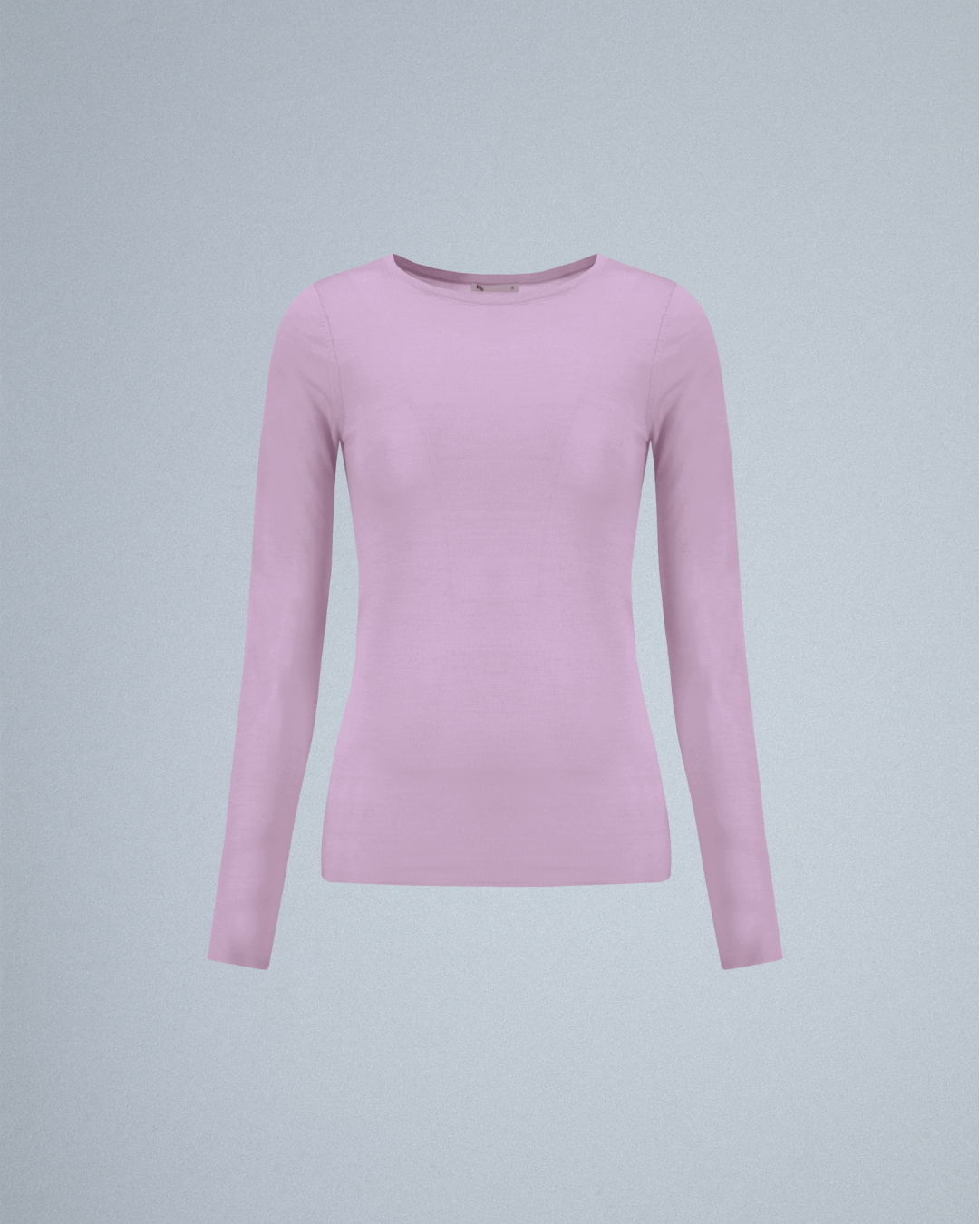 The long sleeve in a white background. Sustainably made from breathable wool–silk blend