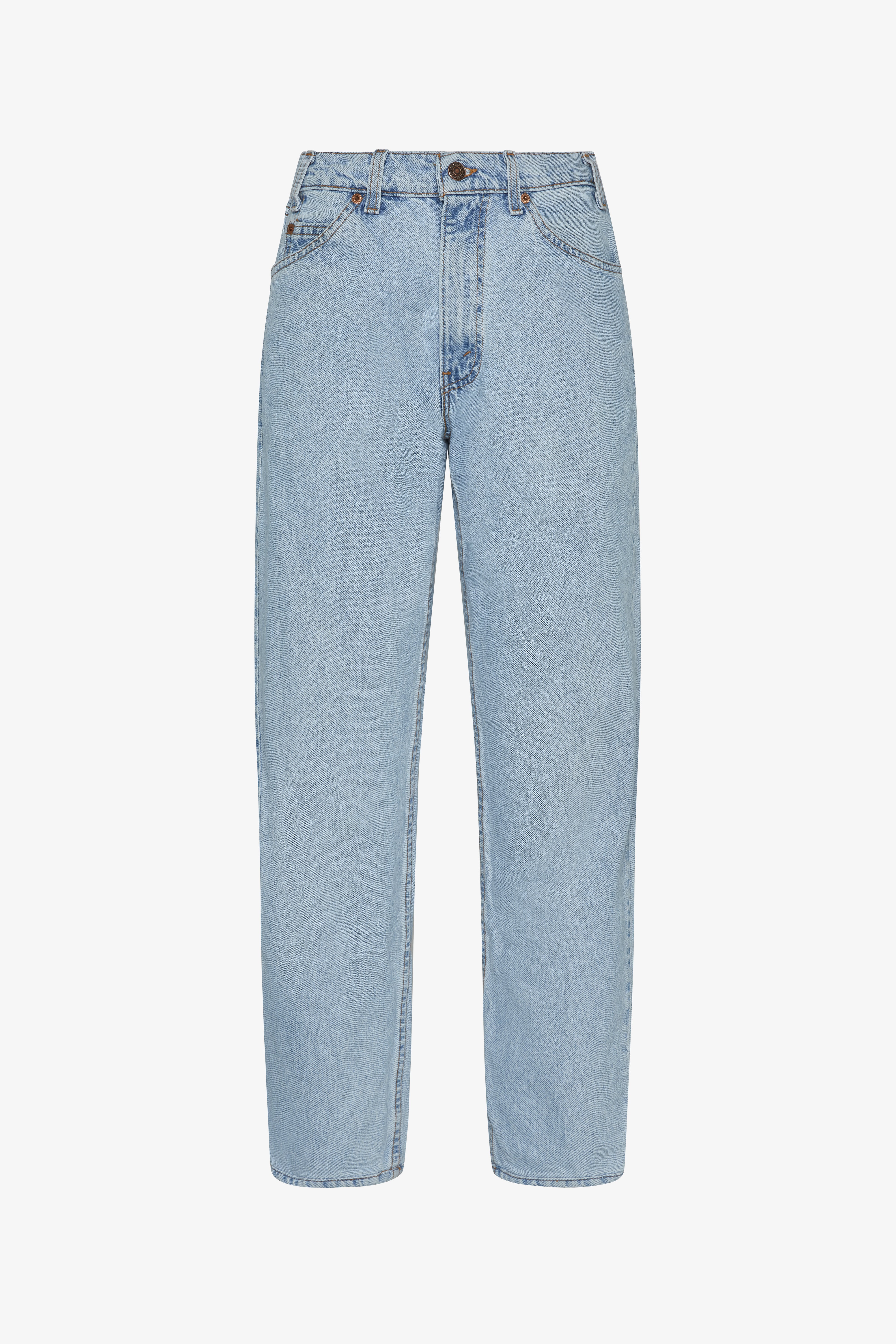 Ultra baggy customs in a white background. 100% made from repurposed Levi’s.