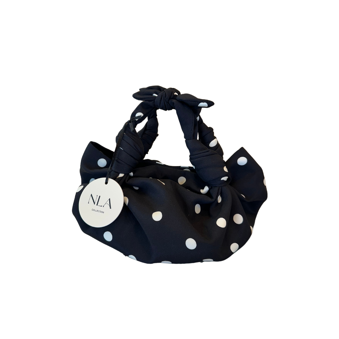 Black and White Polka Dot Knot Bag