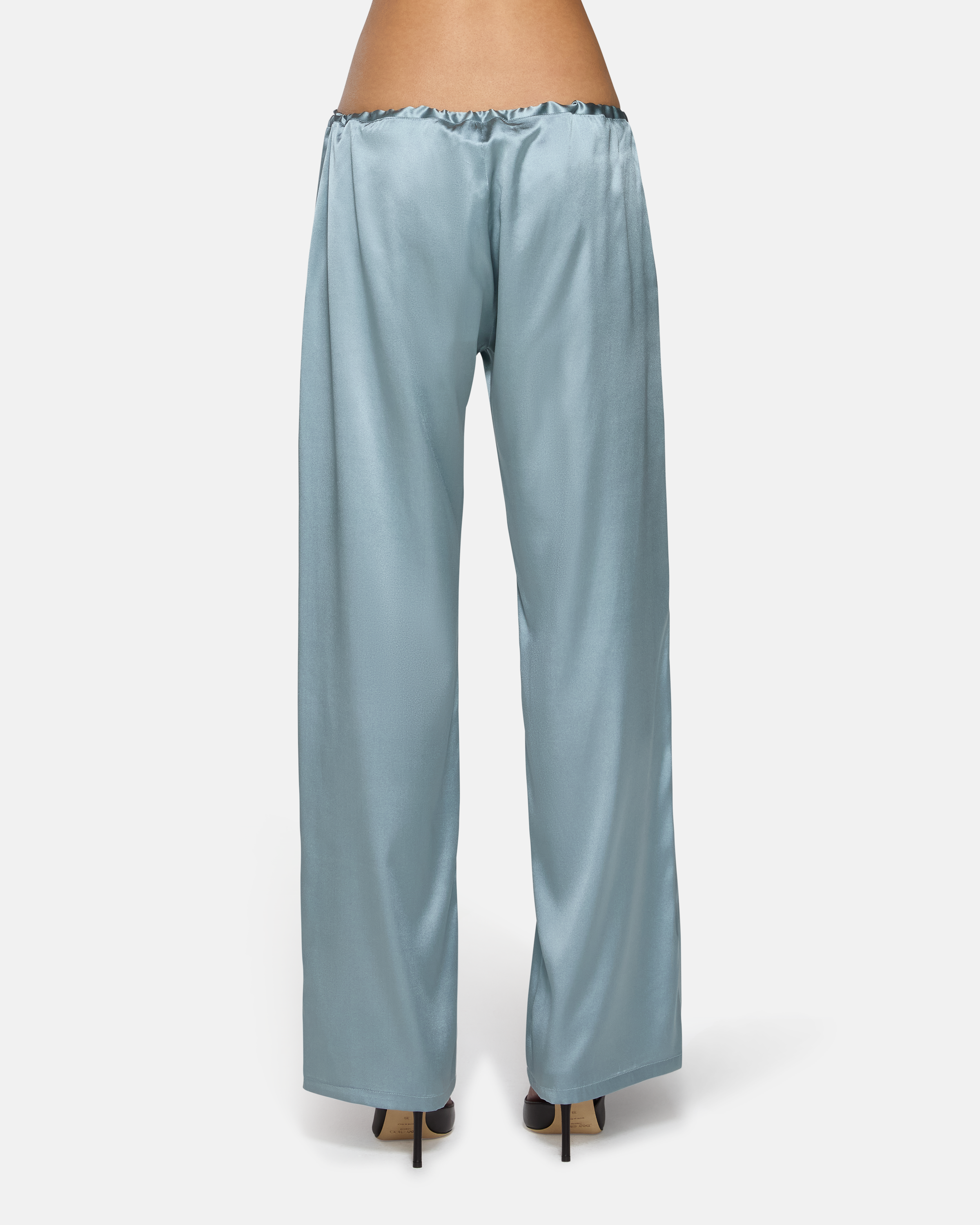 Wren Loose Pull on Pant Dusty Blue Silk