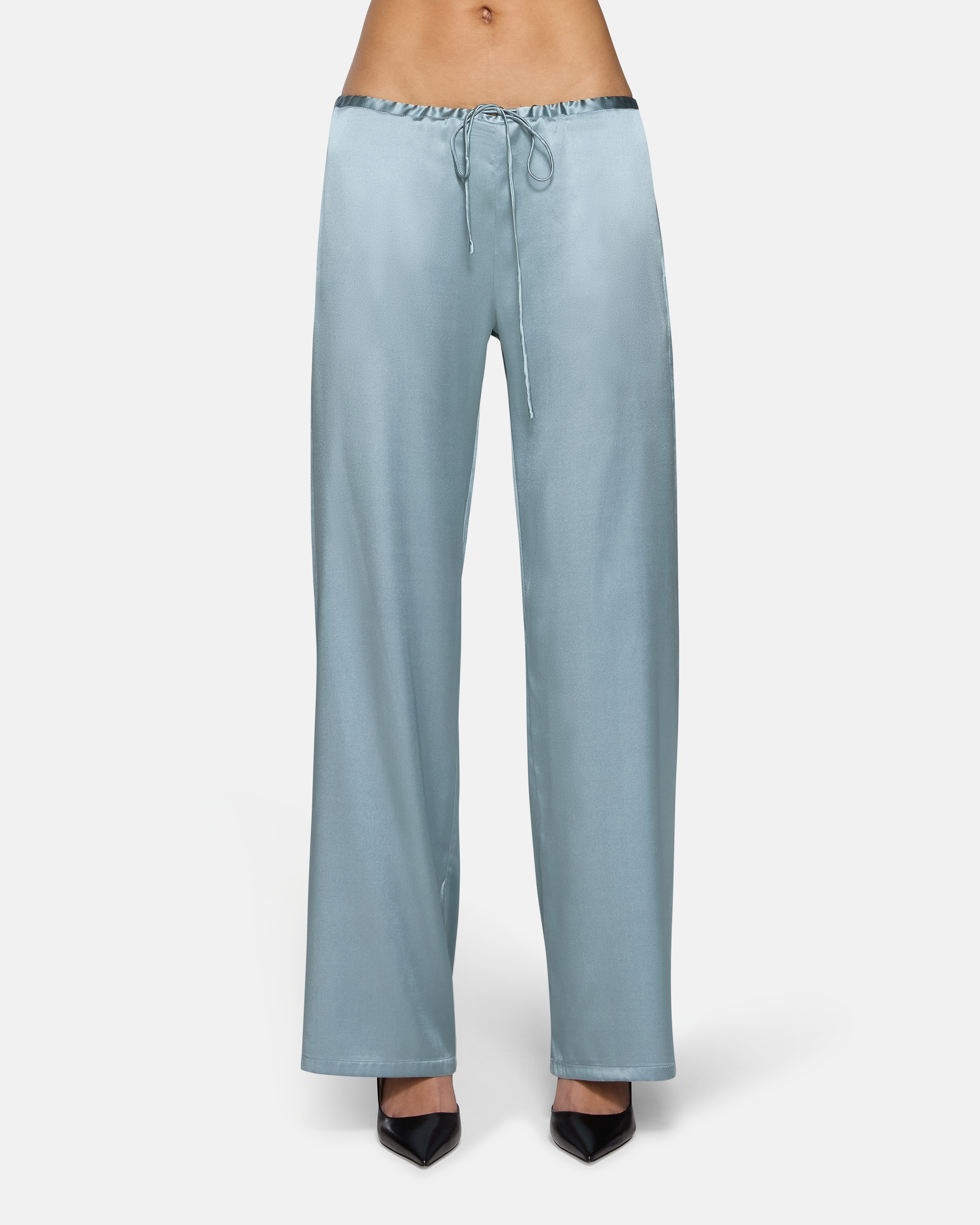 Wren Loose Pull on Pant Dusty Blue Silk
