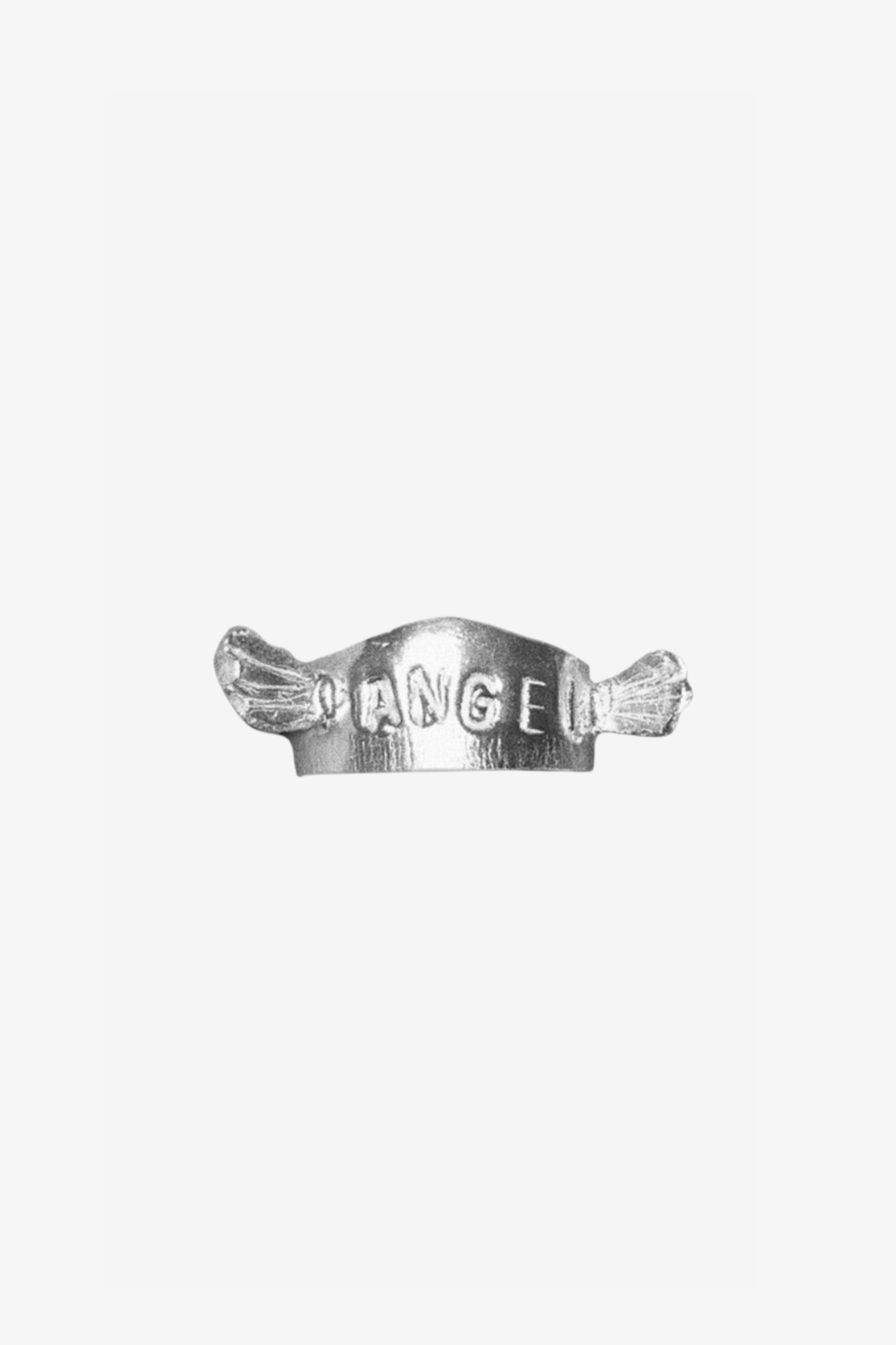 The angel ring in a white background. Made from 100% recycled metals and lab created gemstones.