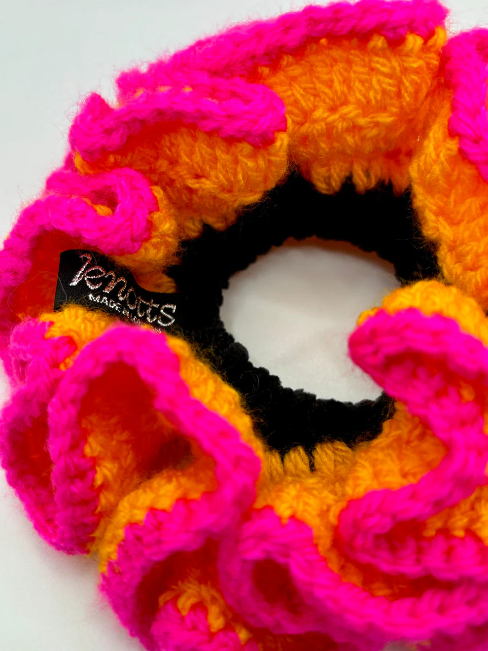 The azza scrunchie in a white background. Handmade in London!