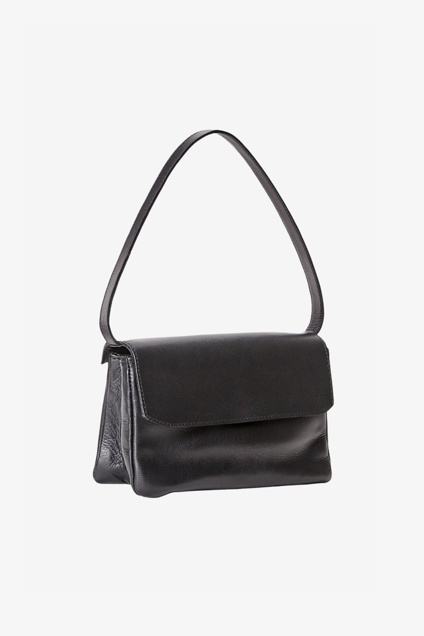 The babe black matte bag in a white background. 100% made from deadstock leather.