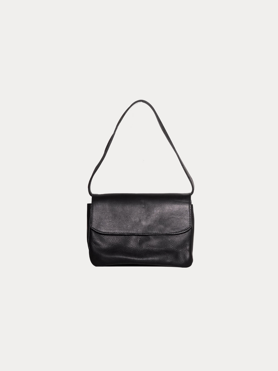 The babe black matte bag in a white background. 100% made from deadstock leather.