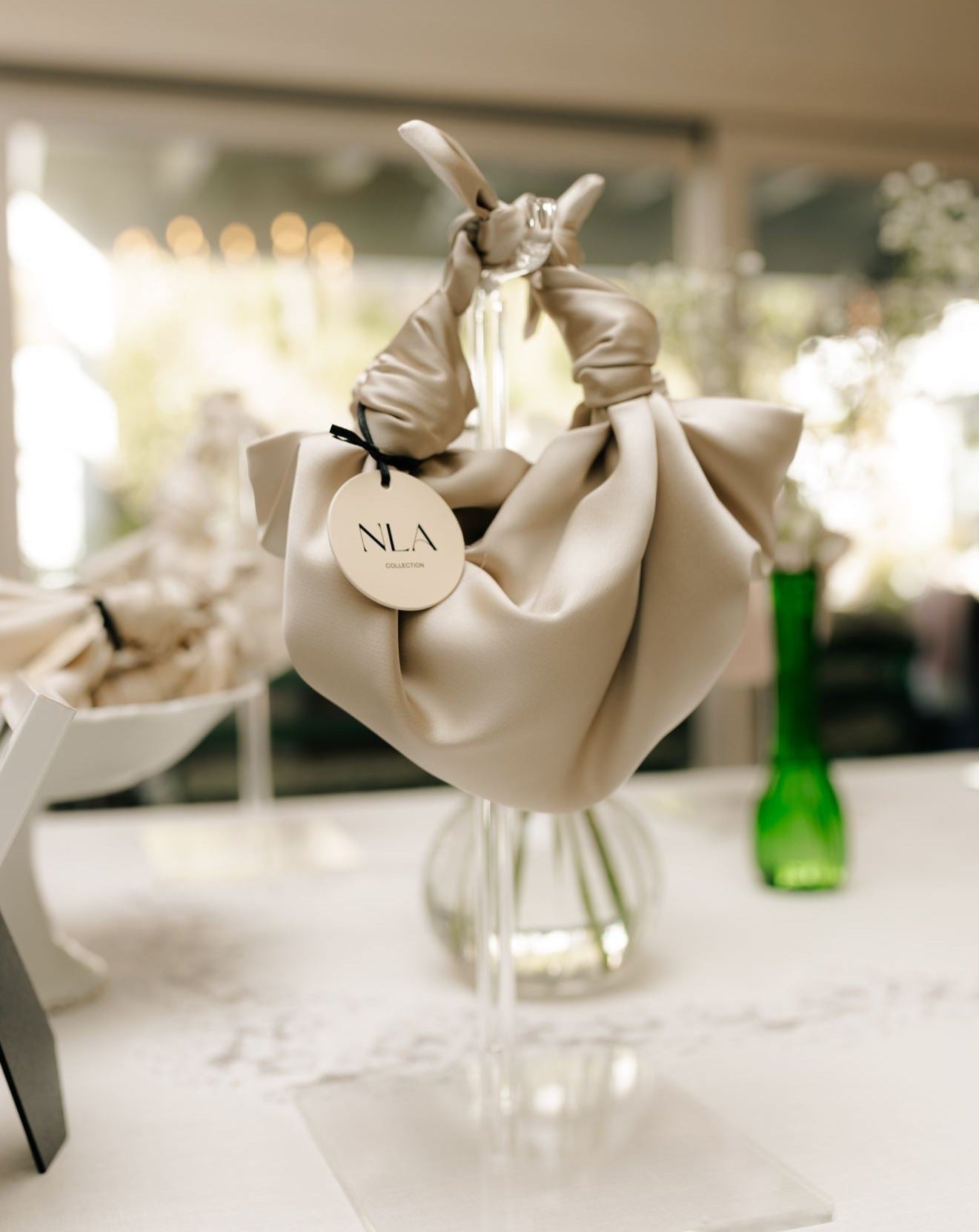 Champagne Silk Knot Bag