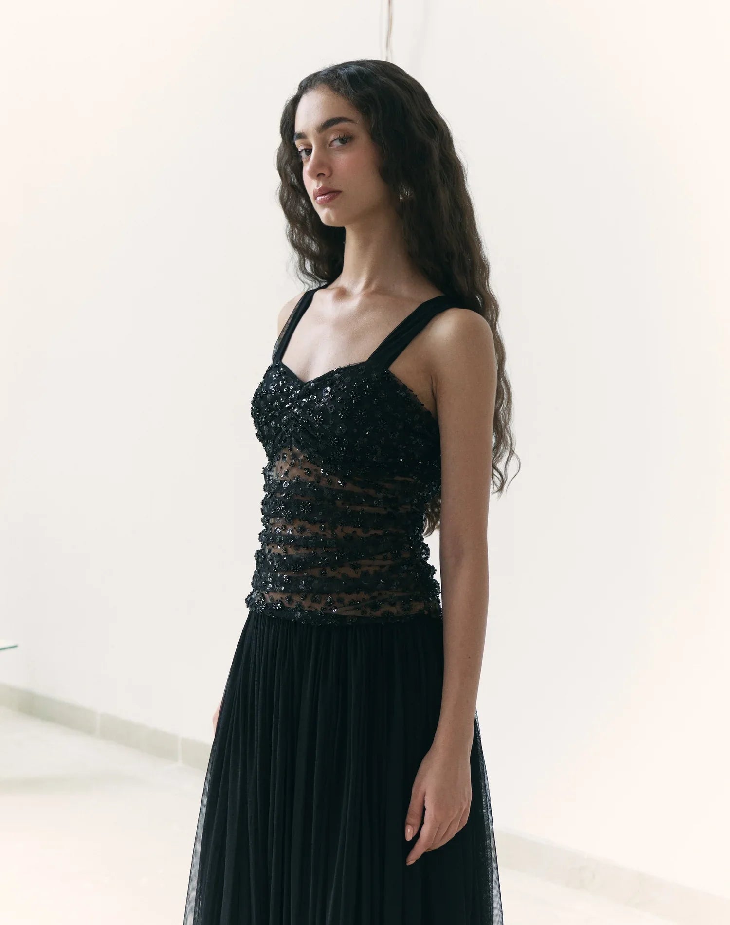 Embroidered Black Dress