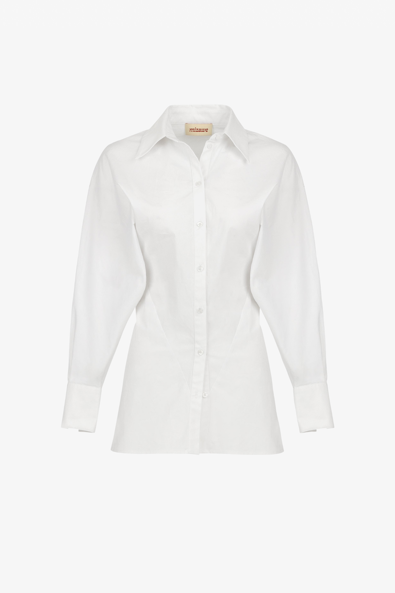 The faro white shirt in a white background. 100% Deadstock material blend