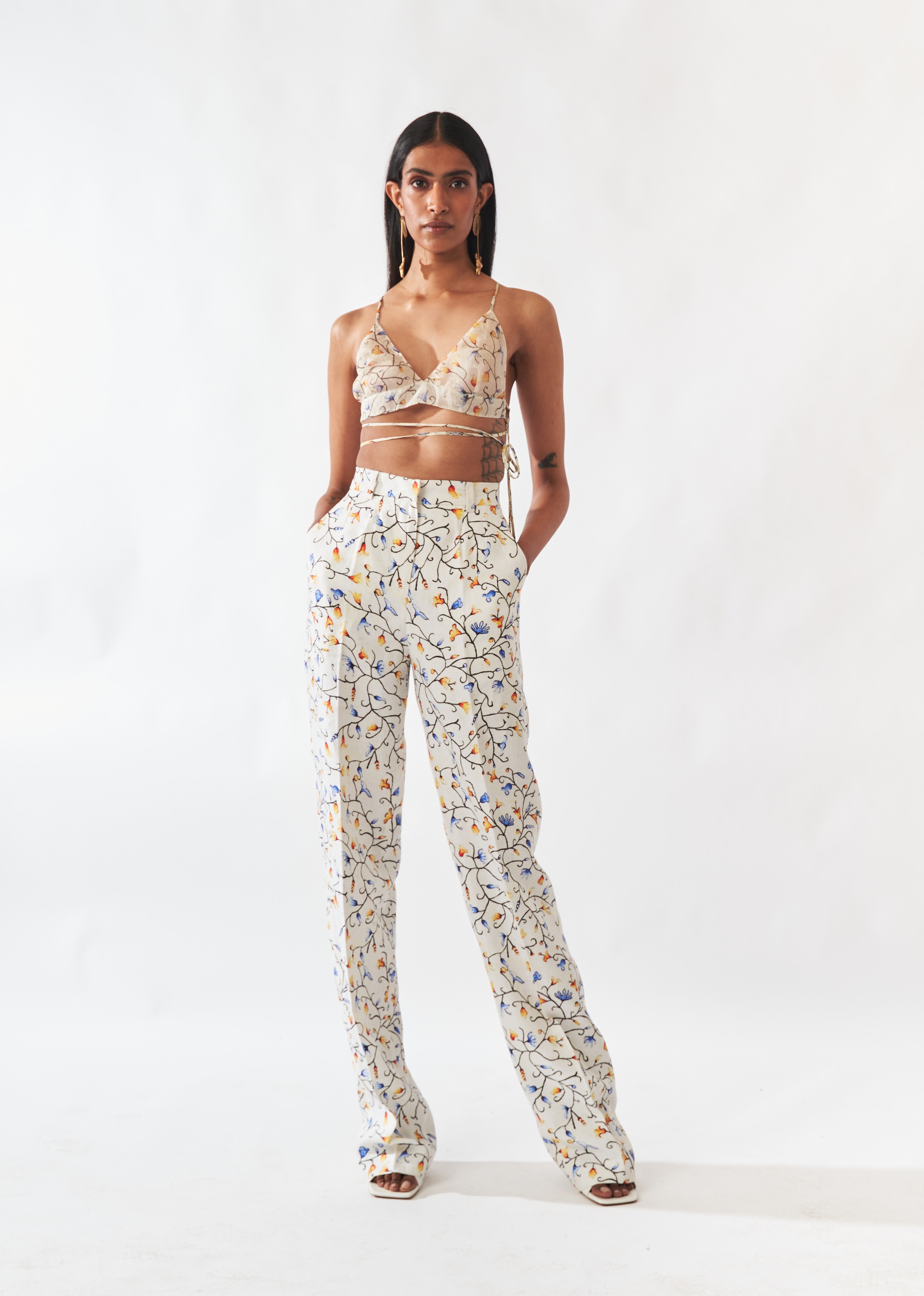 Floral Linen Trousers