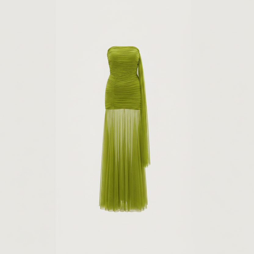 Green Draped Dupatta Dress