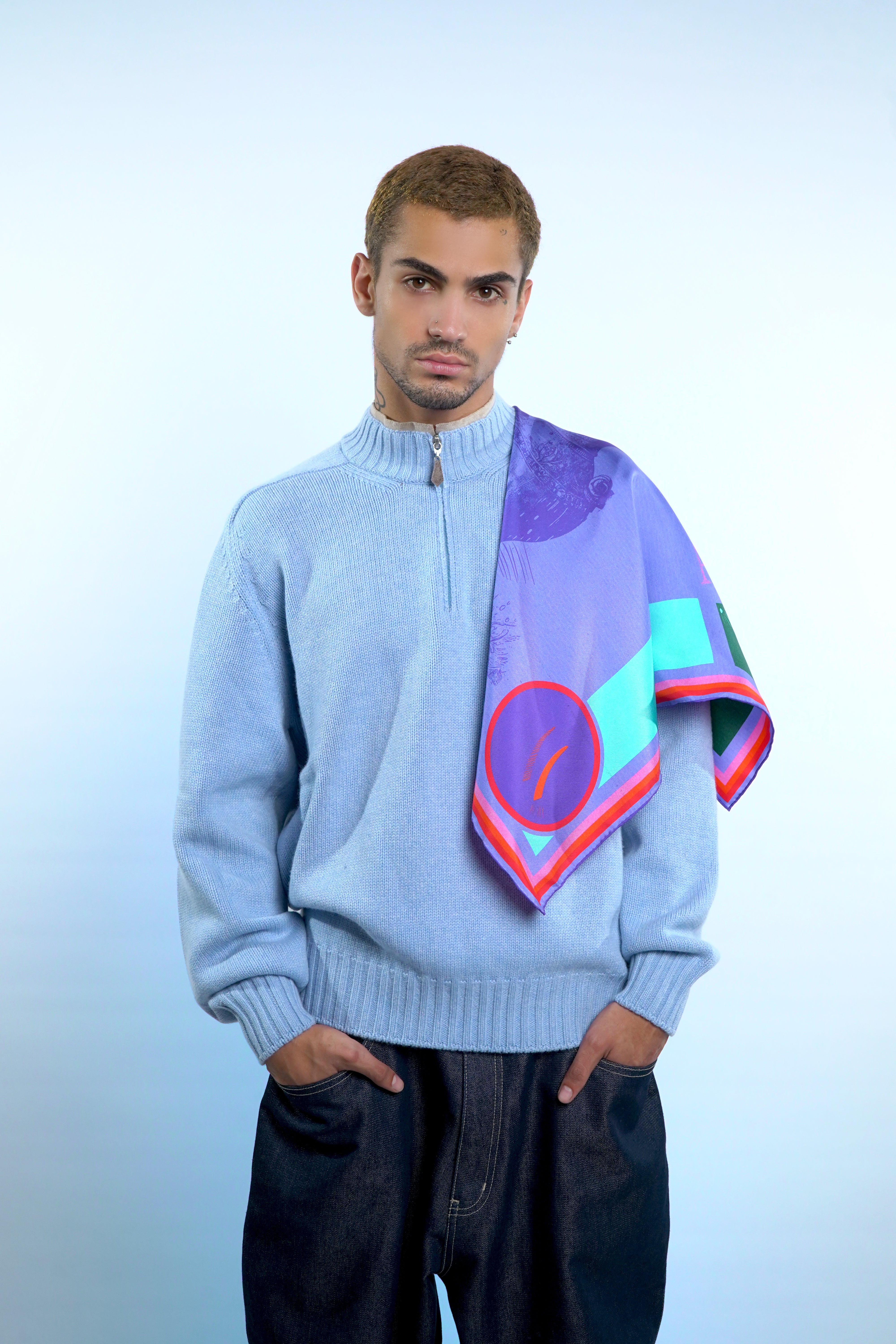Aquarius | Square Silk Scarf