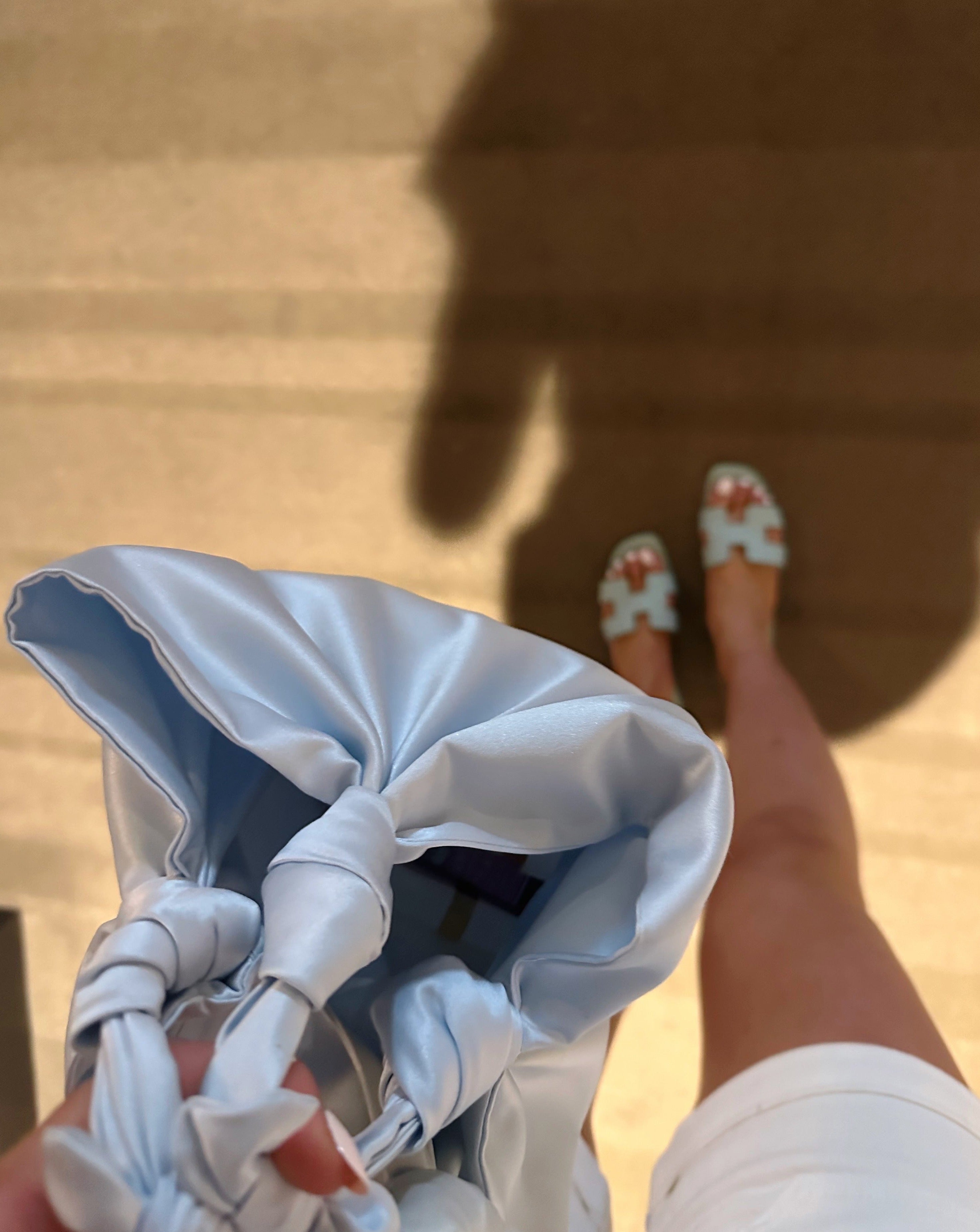 Baby Blue Silk Knot Bag