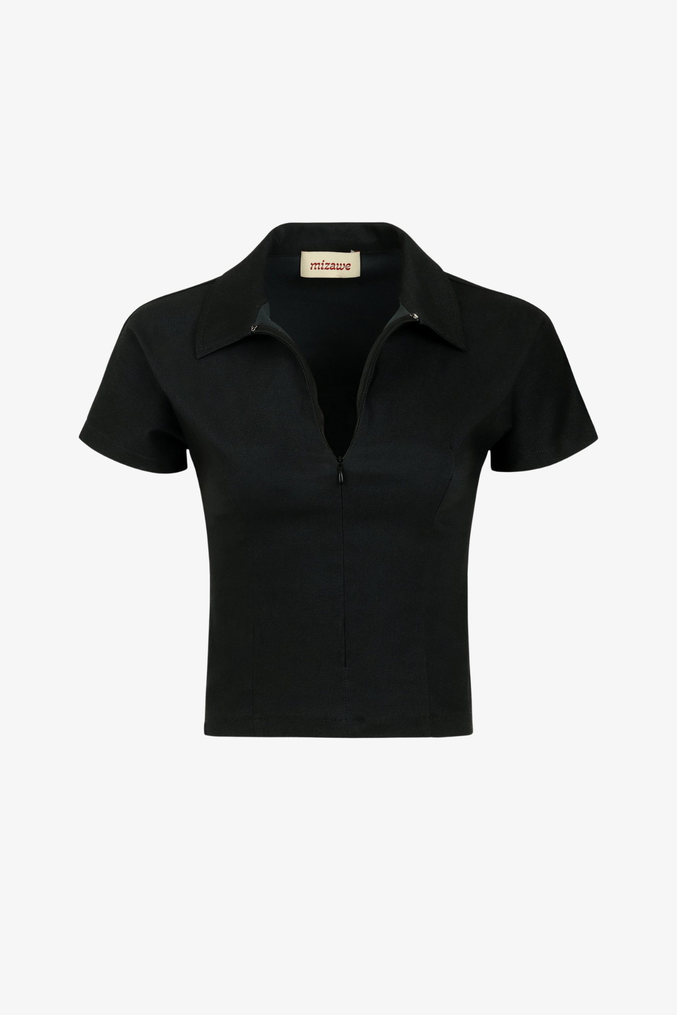 The lisbon polo top in a white background. Made in Los Angeles.